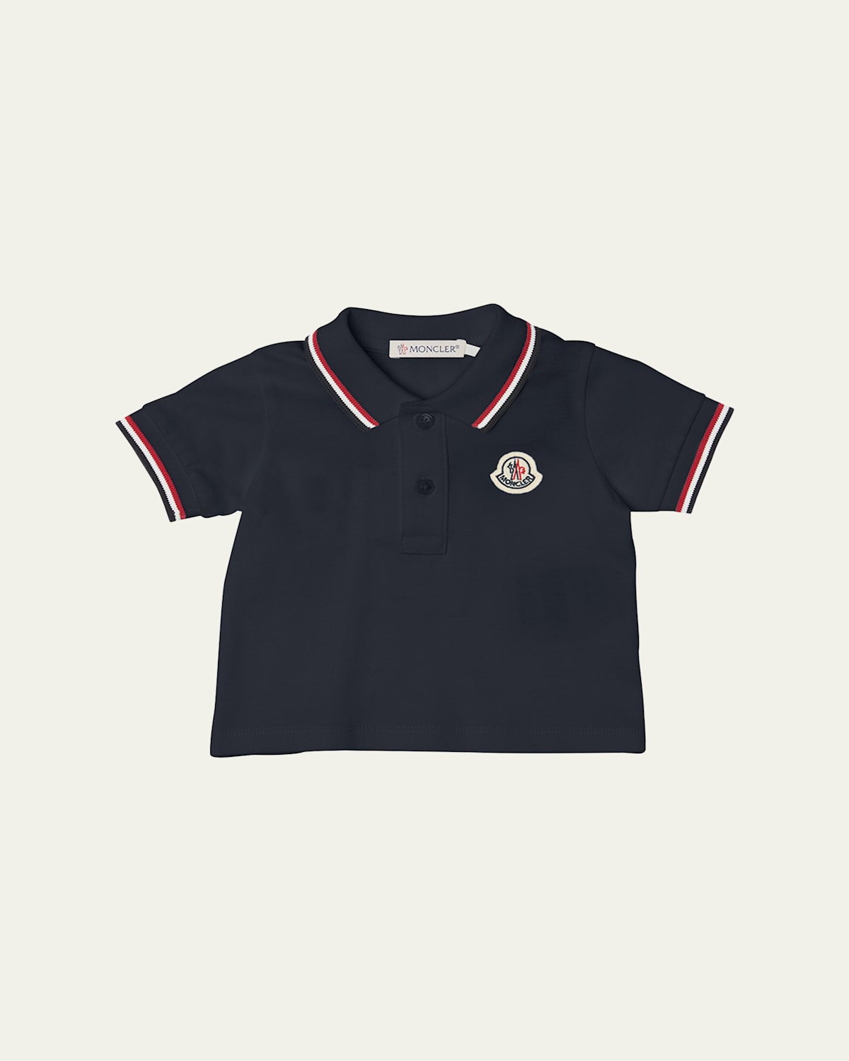 Moncler Kids' Boy's Tricolor-trim Short-sleeve Polo Shirt In Blue