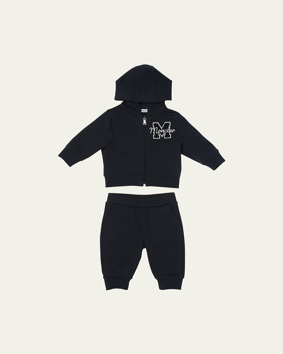 Moncler Boy's M Logo Embroidered Zip-front Hoodie & Joggers In Blue
