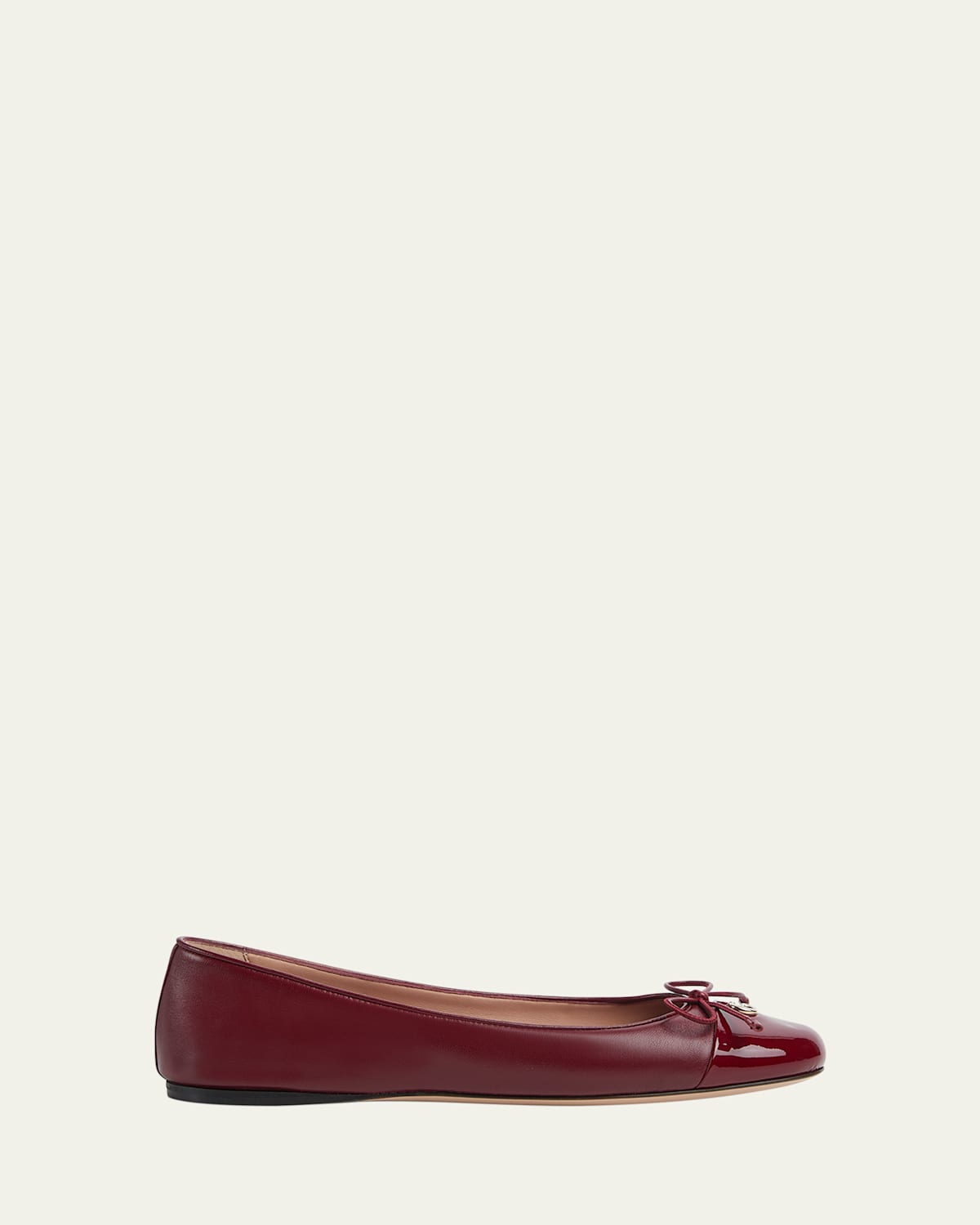 Gucci New Marmont Gg Nappa Leather Ballerina Flats In Burgundy