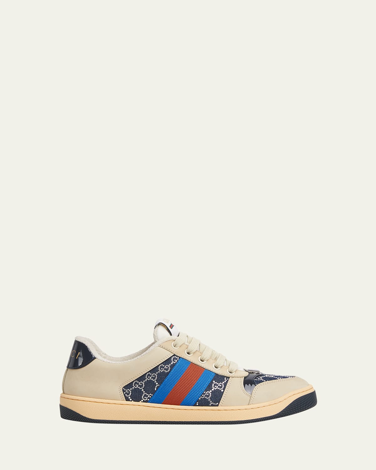 Gucci Crystal GG Denim Screener Low-Top Sneakers
