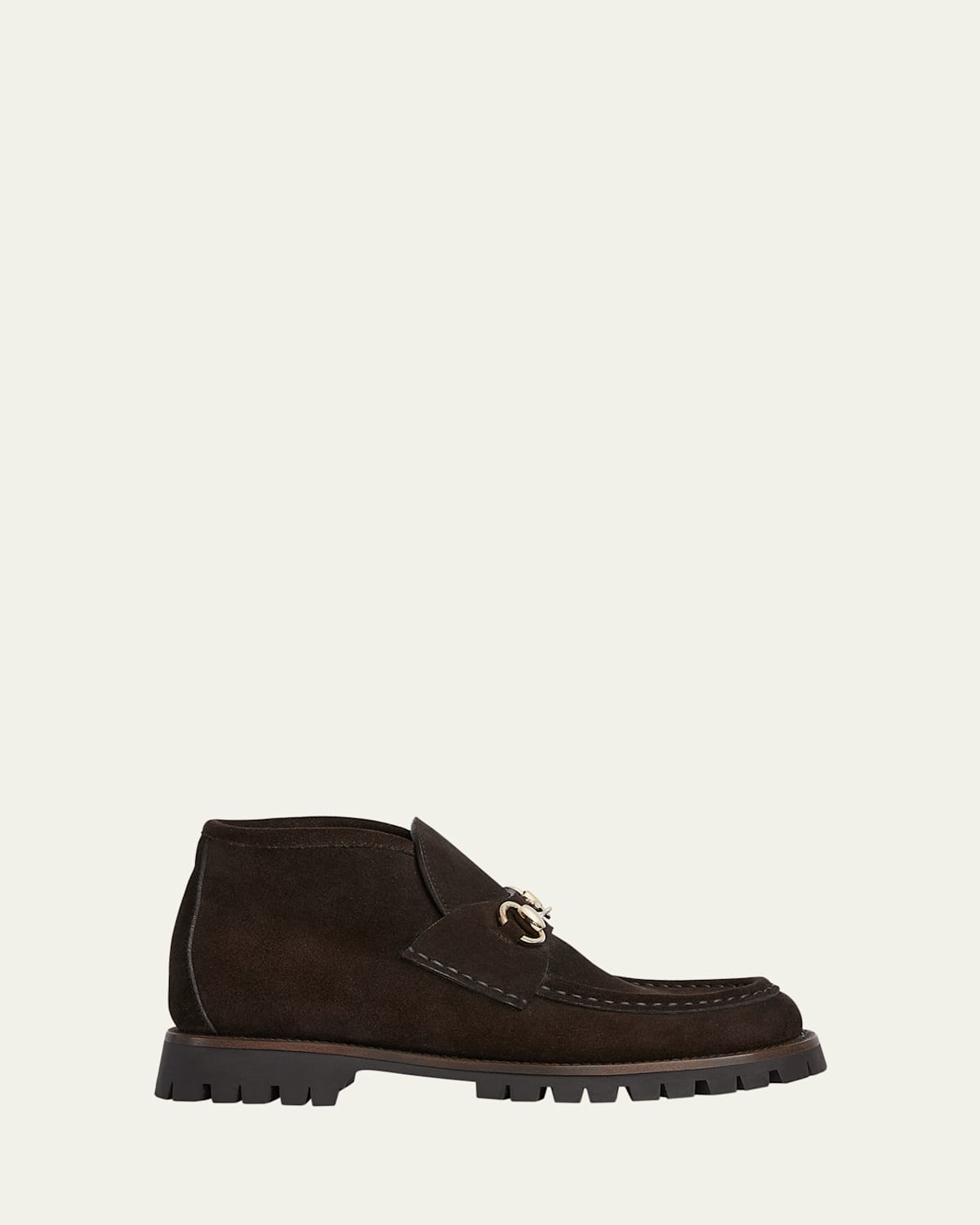 Gucci Sylke Suede Horsebit Booties In Brown