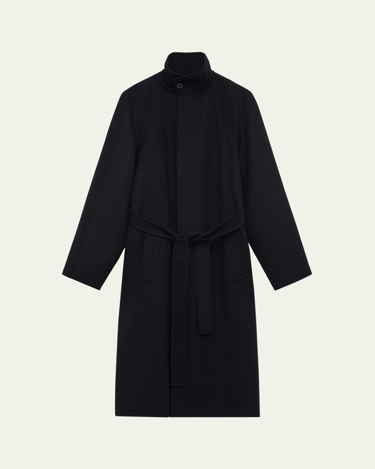 Loewe High-neck Belted Wool-cashmere Outer Coat In Black