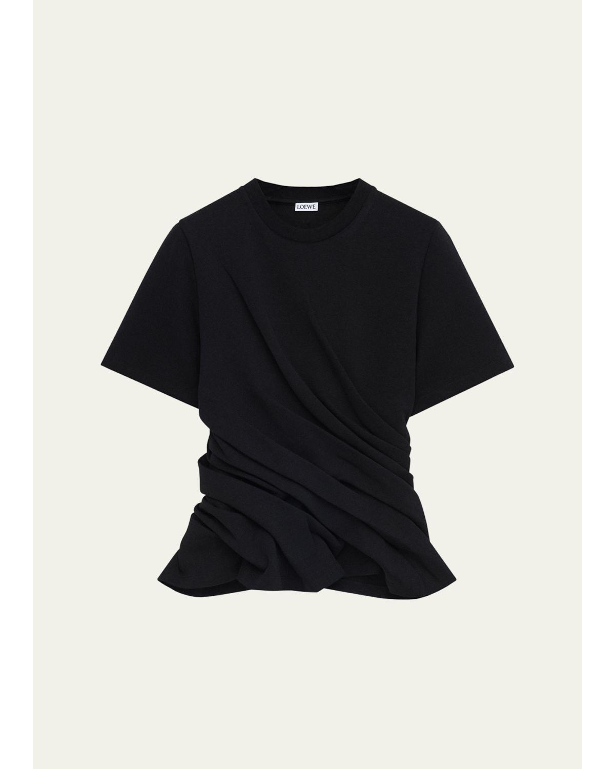 Short-Sleeve Draped Twisted T-Shirt