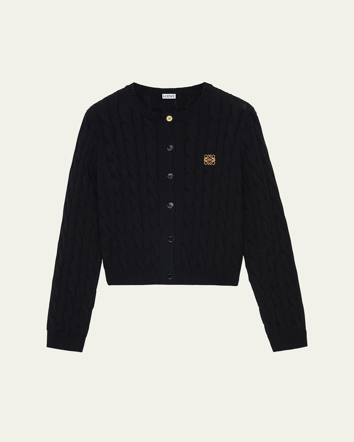 Contrast Anagram Cable Knit Crewneck Sweater