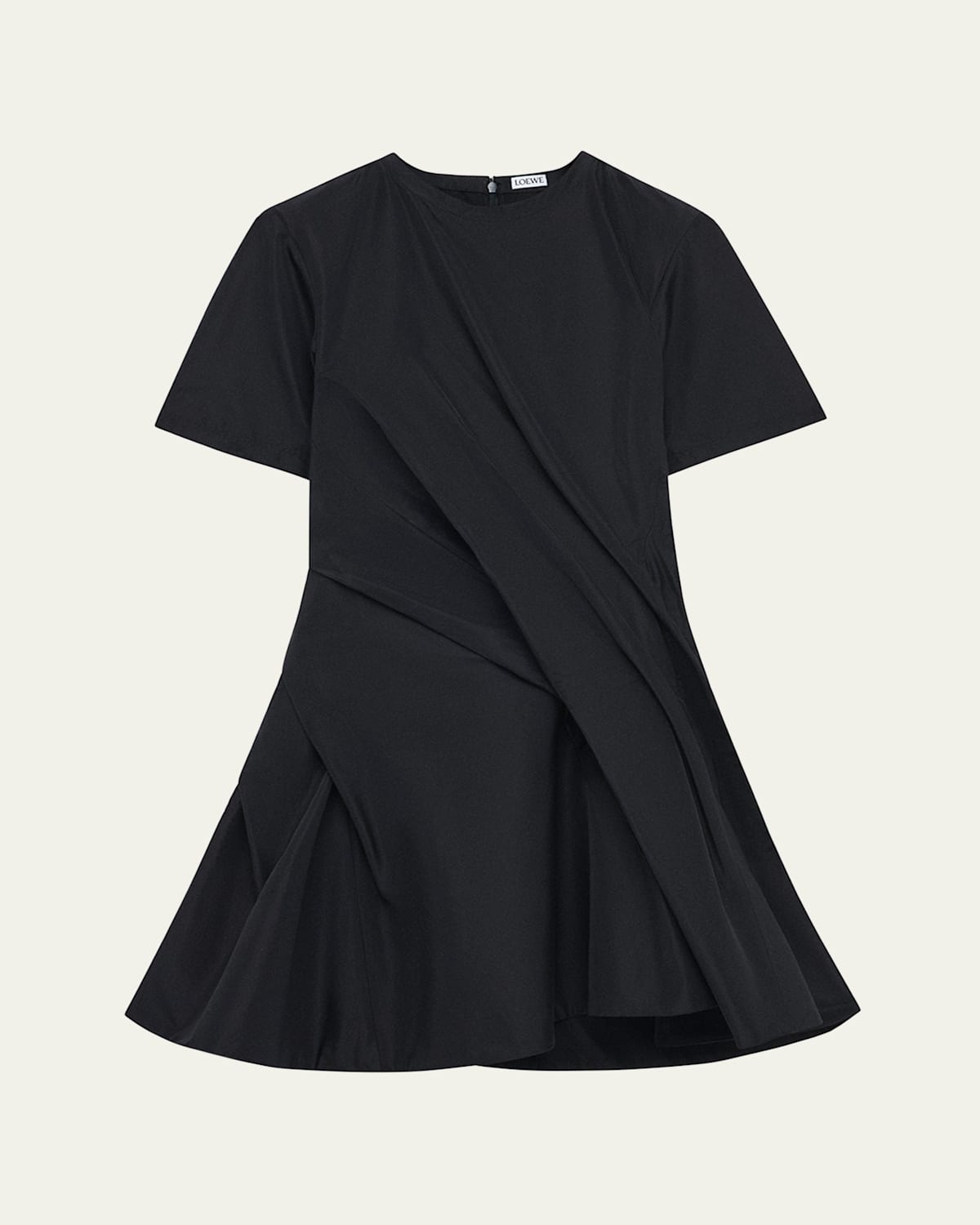 Loewe Mini Dress In Luxurious Polyester-silk Blend In Black