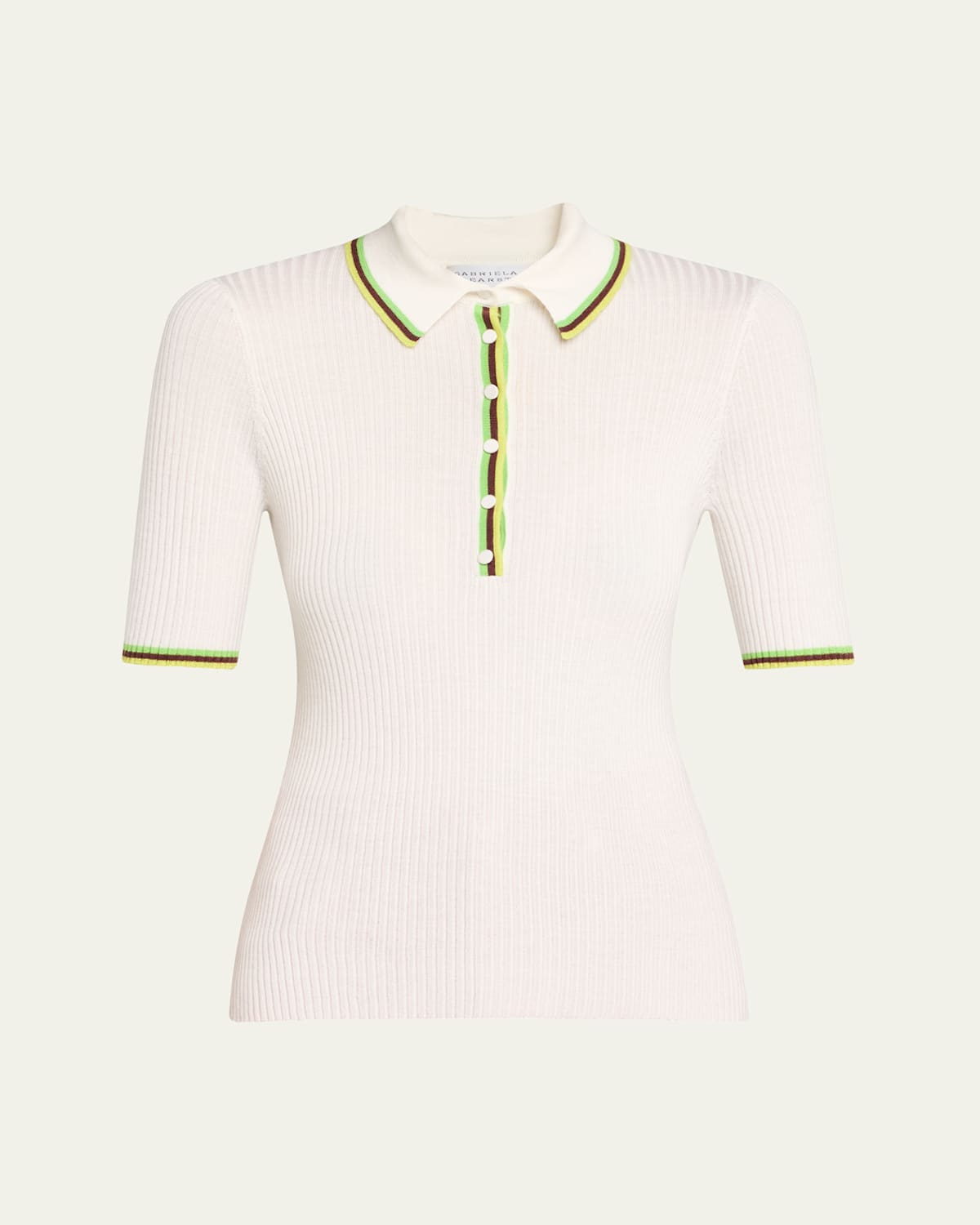 Gabriela Hearst Perro Rib Short-Sleeve Polo Shirt