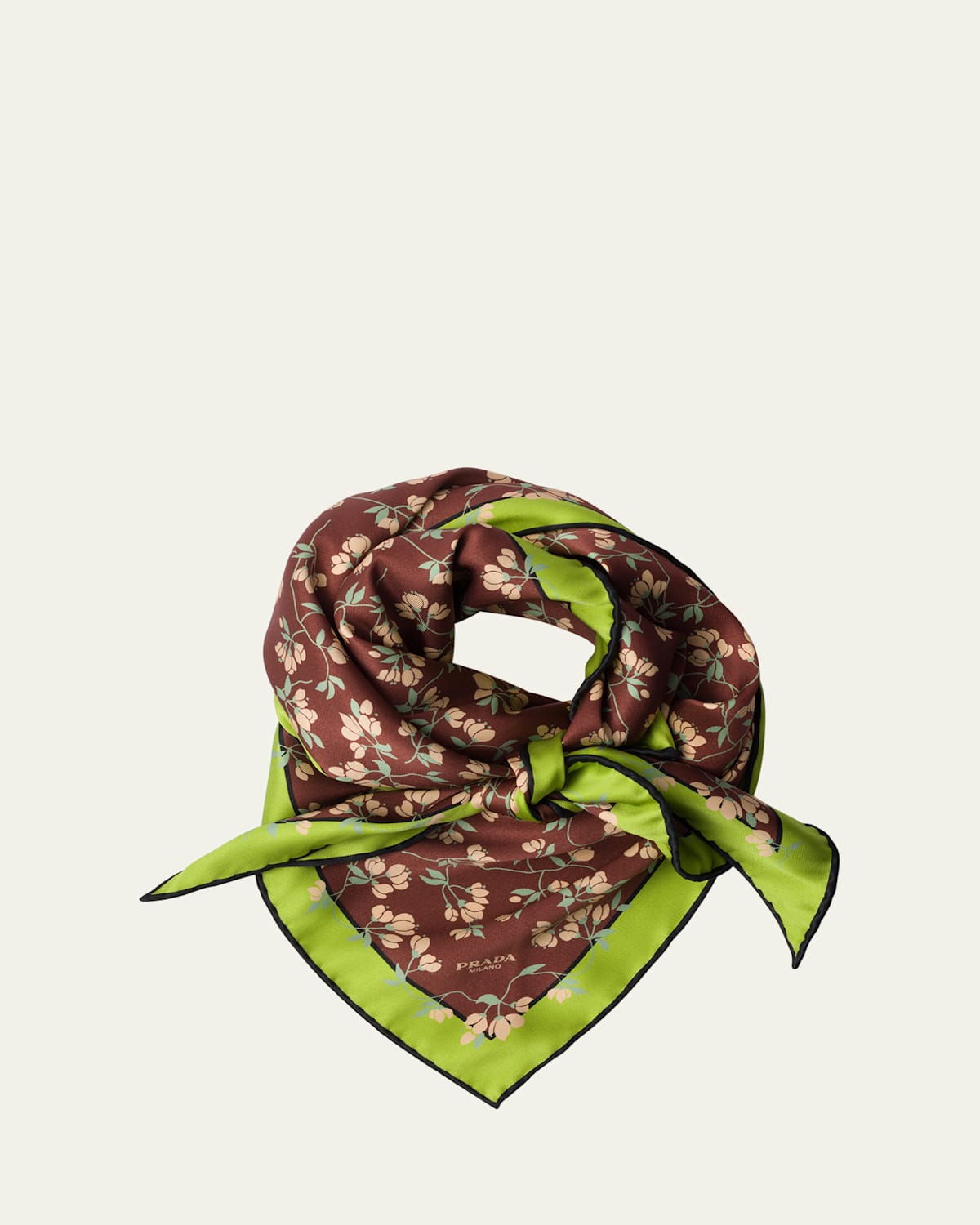Prada Triangle Floral-print Silk Scarf