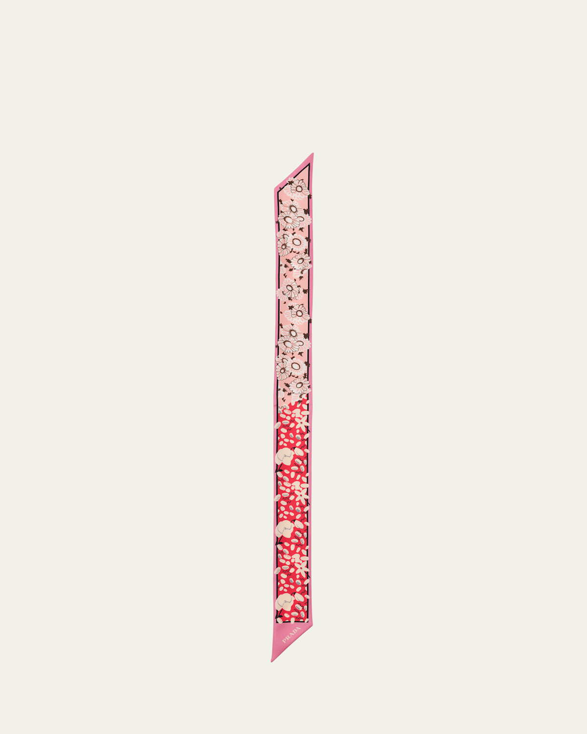 Prada Floral-print Silk Twill Skinny Scarf