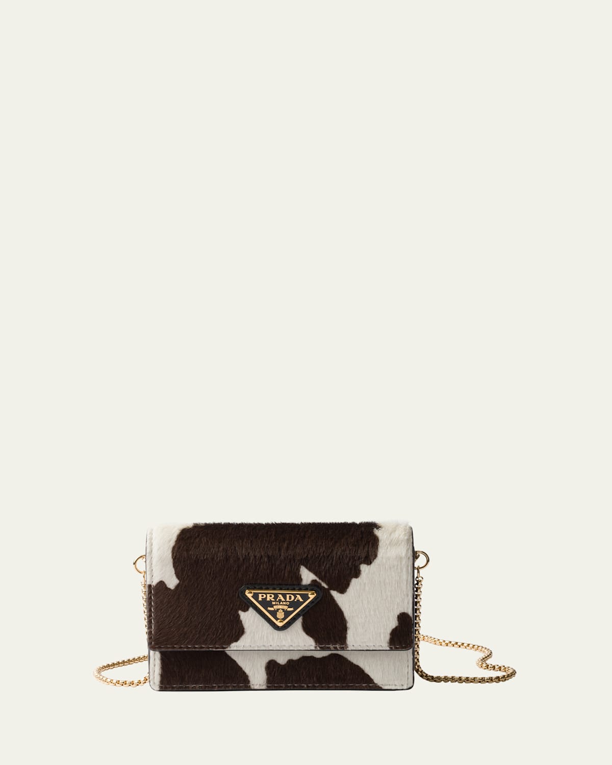 Prada Mini Cow-print Calf Hair Wallet On Chain