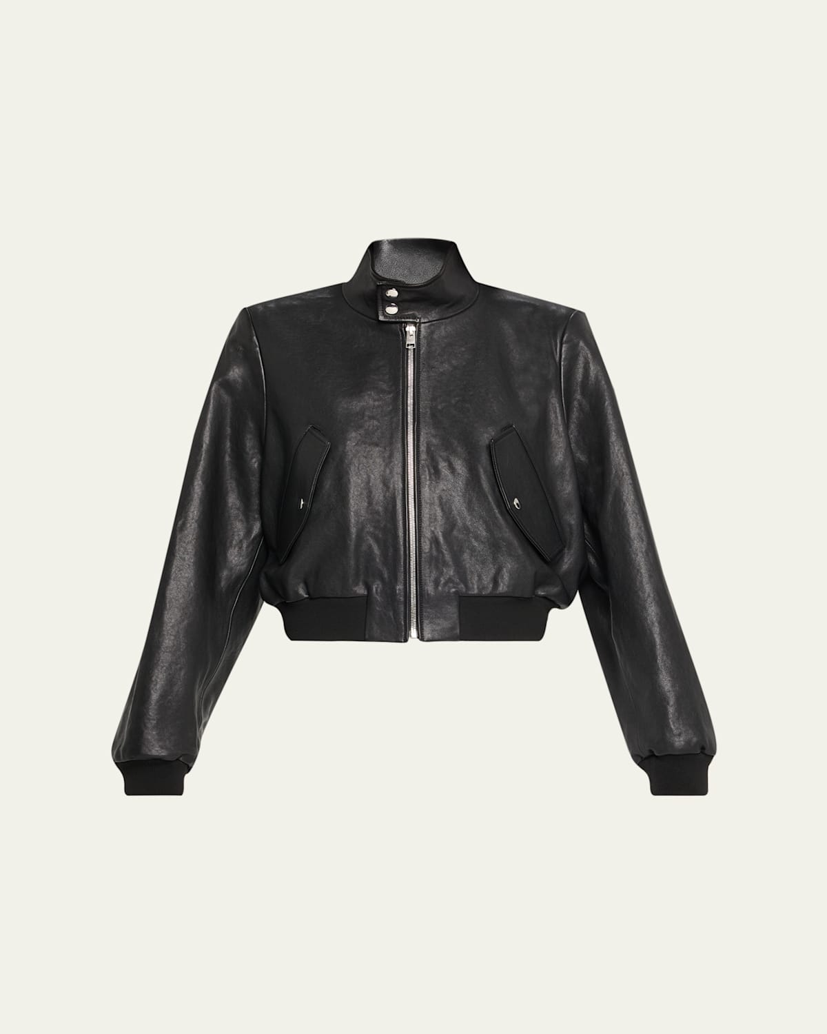Frame The Leather Harrington Bomber Jacket In Black