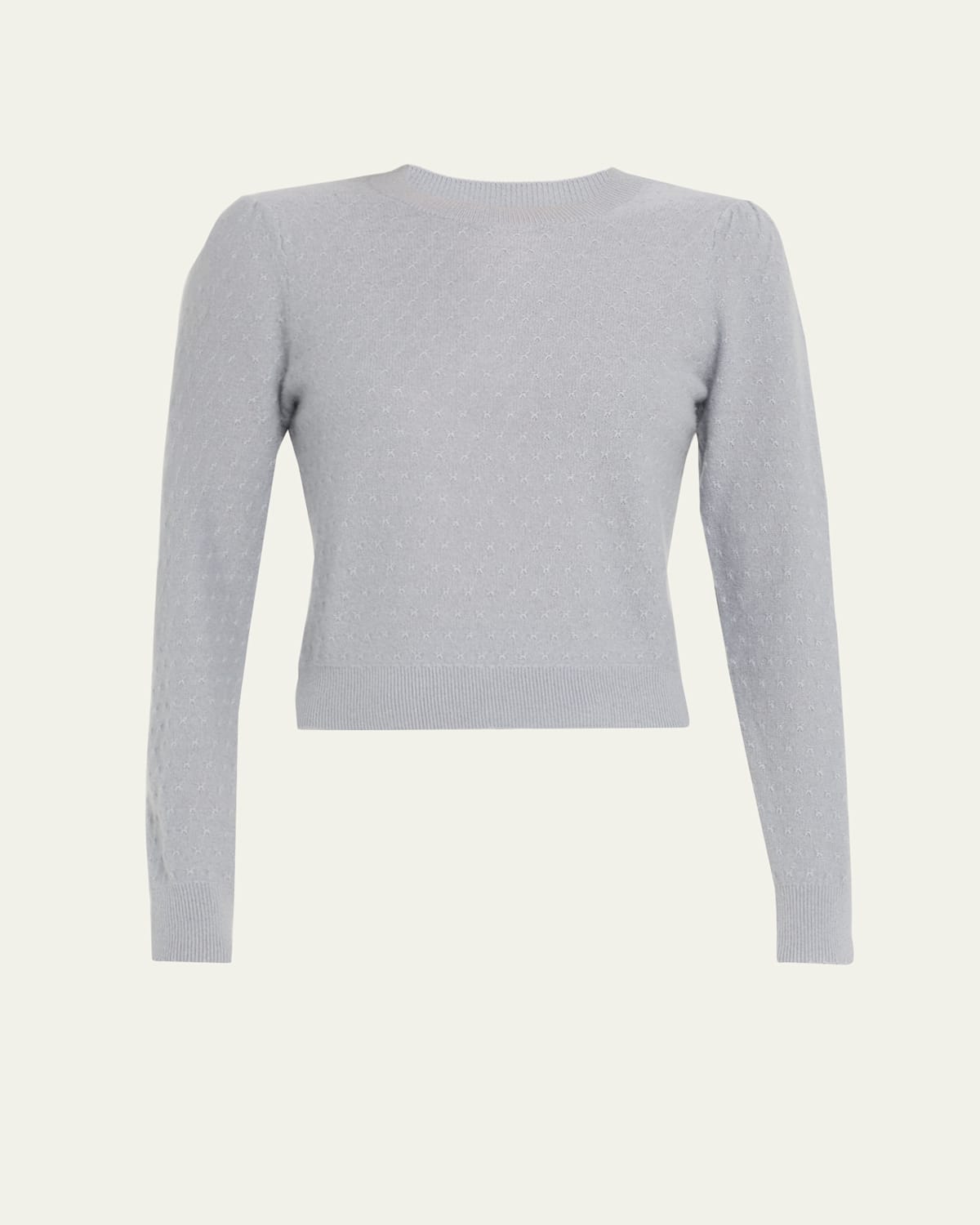 Frame Cashmere Pointelle Crewneck Sweater In Gray
