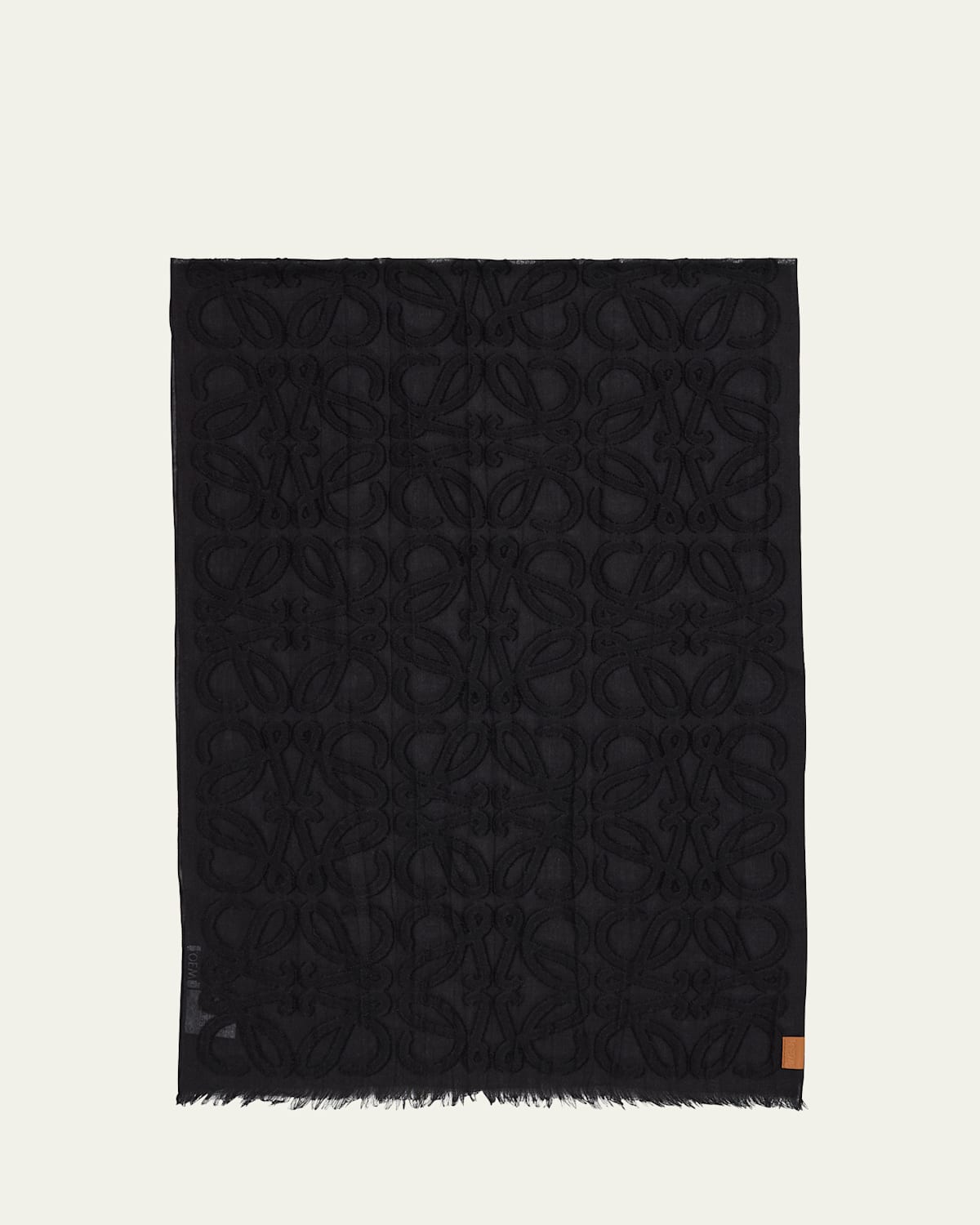 Loewe Anagram Fil Coupe Wool Silk Scarf In Black