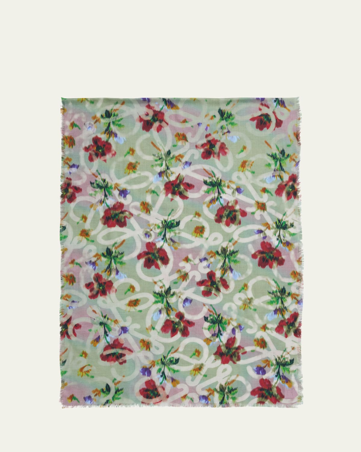 Loewe Floral Anagram Cashmere And Silk Scarf