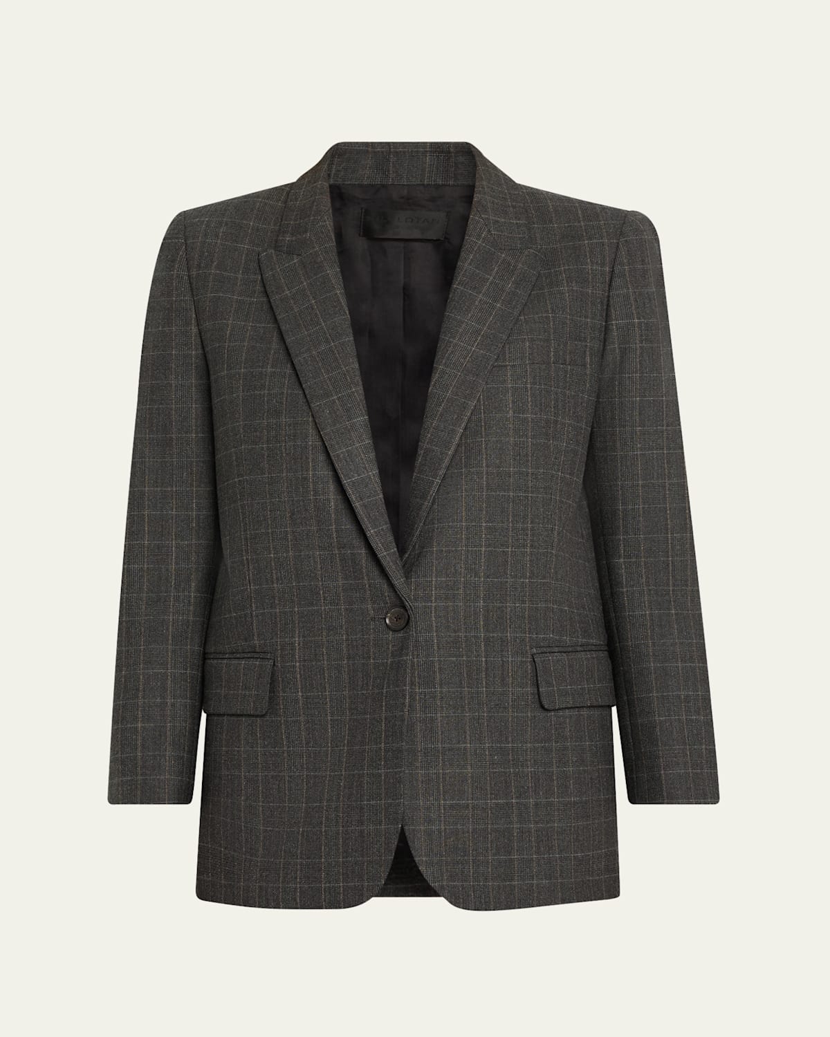 Nili Lotan Diane Check Single-breasted Blazer In Black