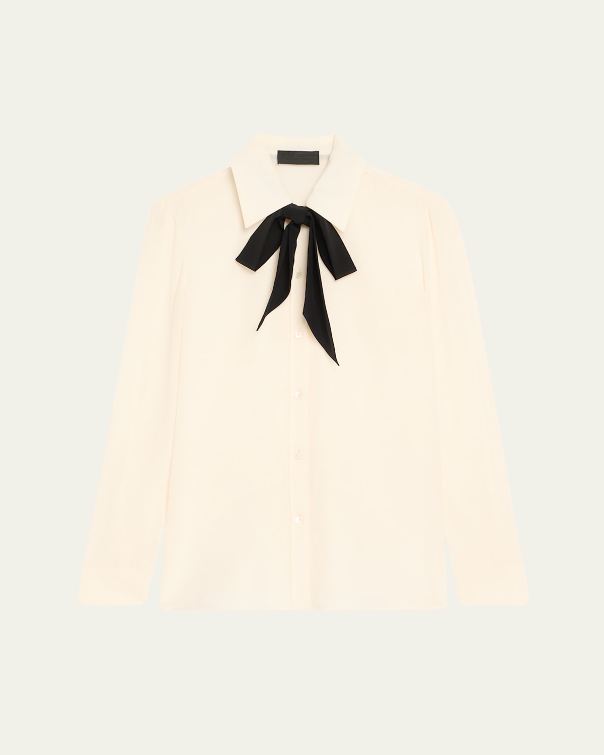 Nili Lotan Hanford Neck-bow Silk Button-down Shirt In Black