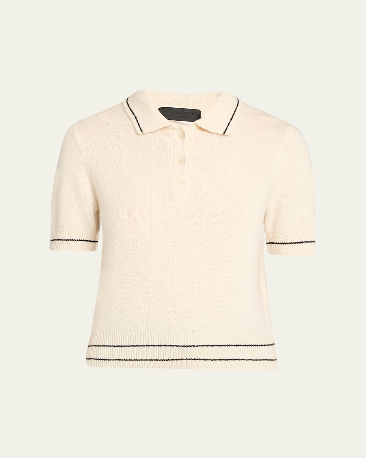 Nili Lotan Carline Short-sleeve Cashmere Polo Sweater In Black