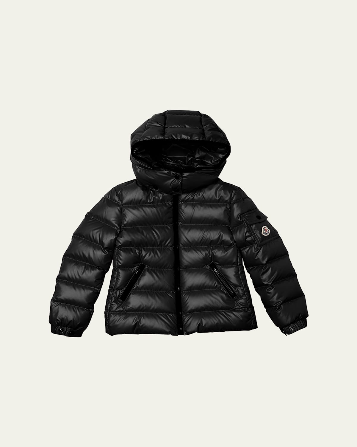 Moncler Girl's Bady Short Hooded Down Puffer Jacket In Black