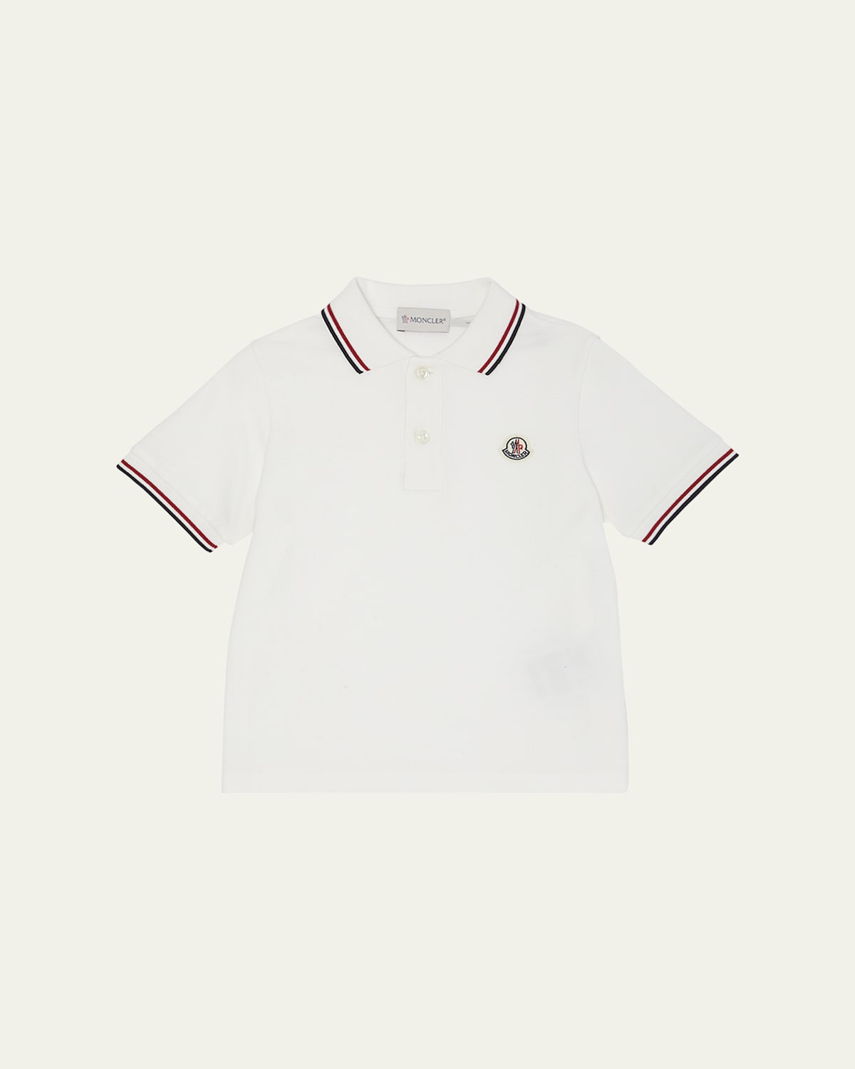 Moncler Kids' Boy's Logo-applique Short-sleeve Polo Shirt In White
