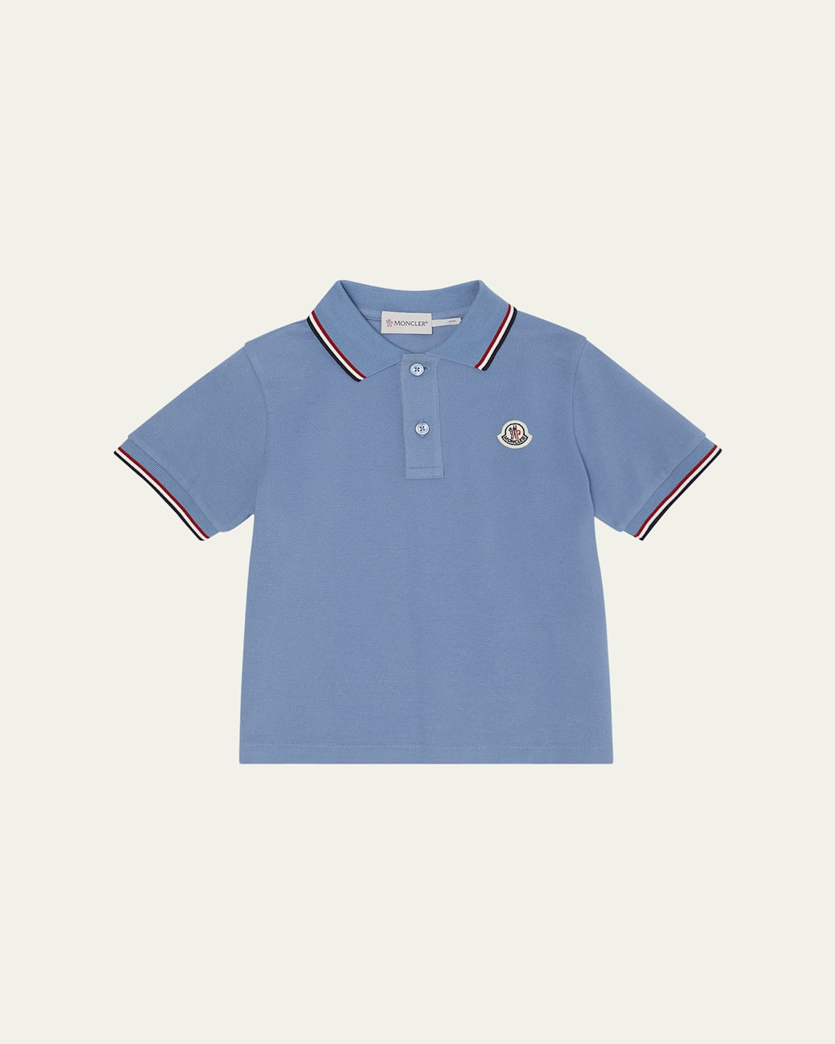 Moncler Kids' Boy's Logo-applique Short-sleeve Polo Shirt In Blue