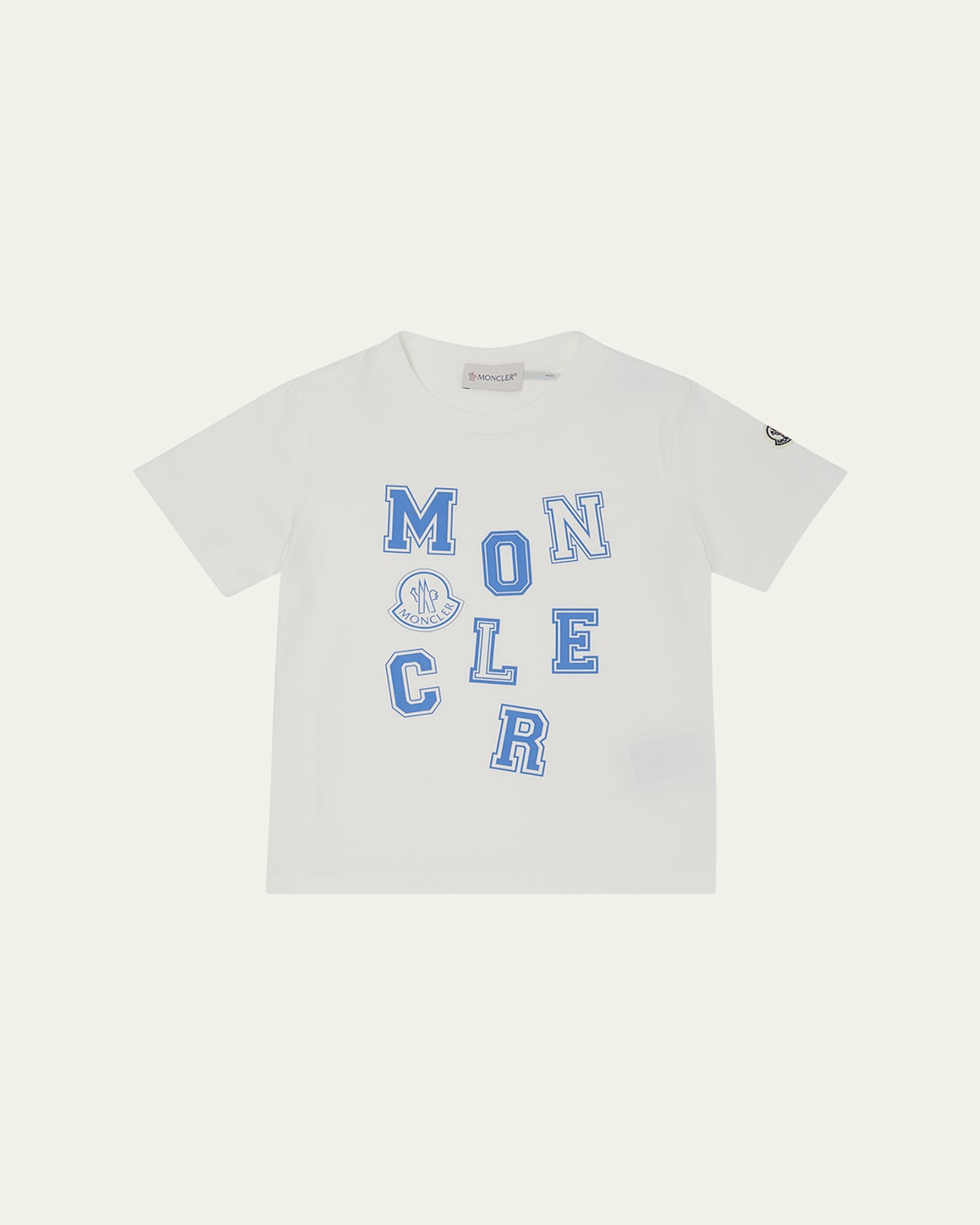 Moncler Kids' Boy's Scattered Logo Block Letter Short-sleeve T-shirt In White