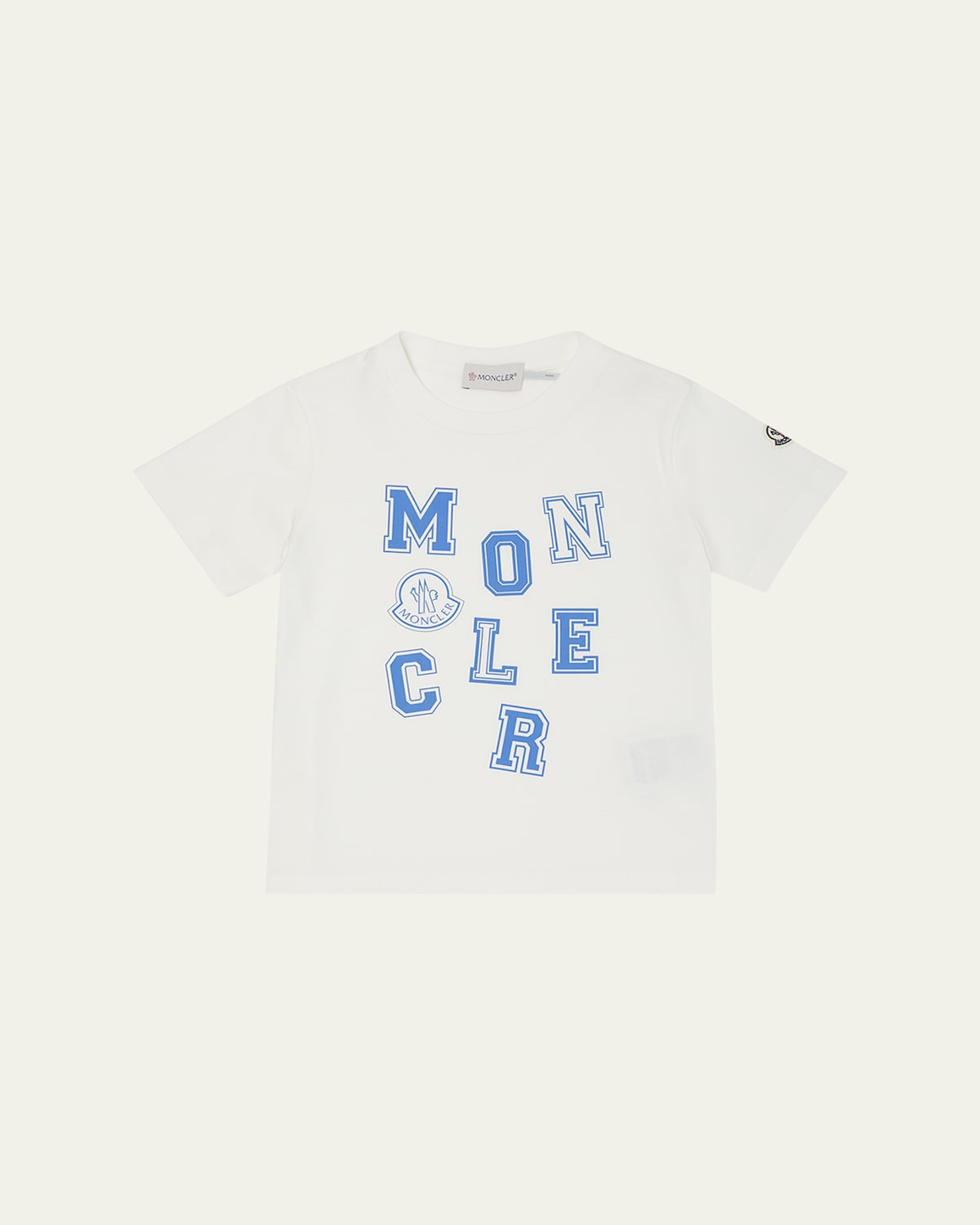 Moncler Kids' Boy's Scattered Block Letter Logo-print T-shirt In White