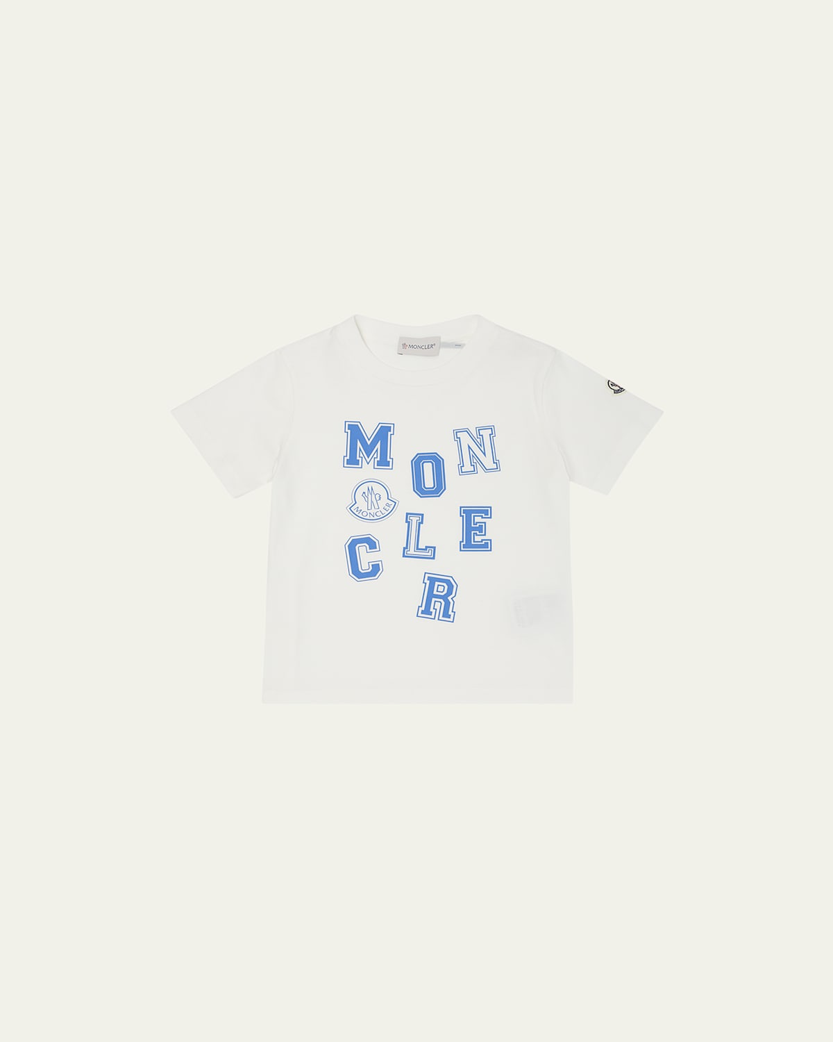 Moncler Kids' Boy's Scattered Block Letter Logo-print T-shirt In White