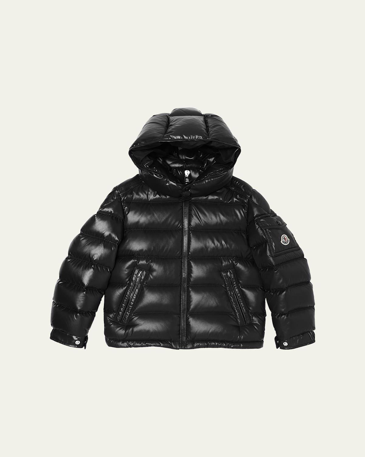 Moncler Boy's Maya Hooded Short Down Jacket In Black