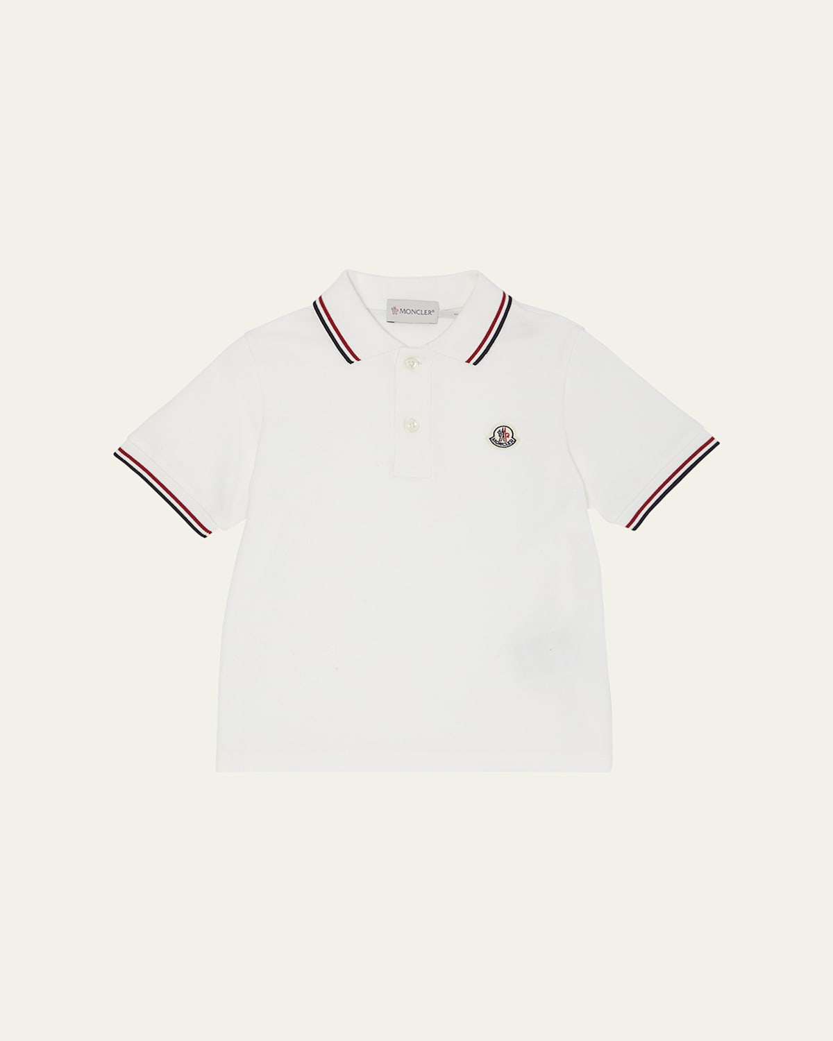 Moncler Kids' Boy's Logo Appliqué Short-sleeve Polo Shirt In White