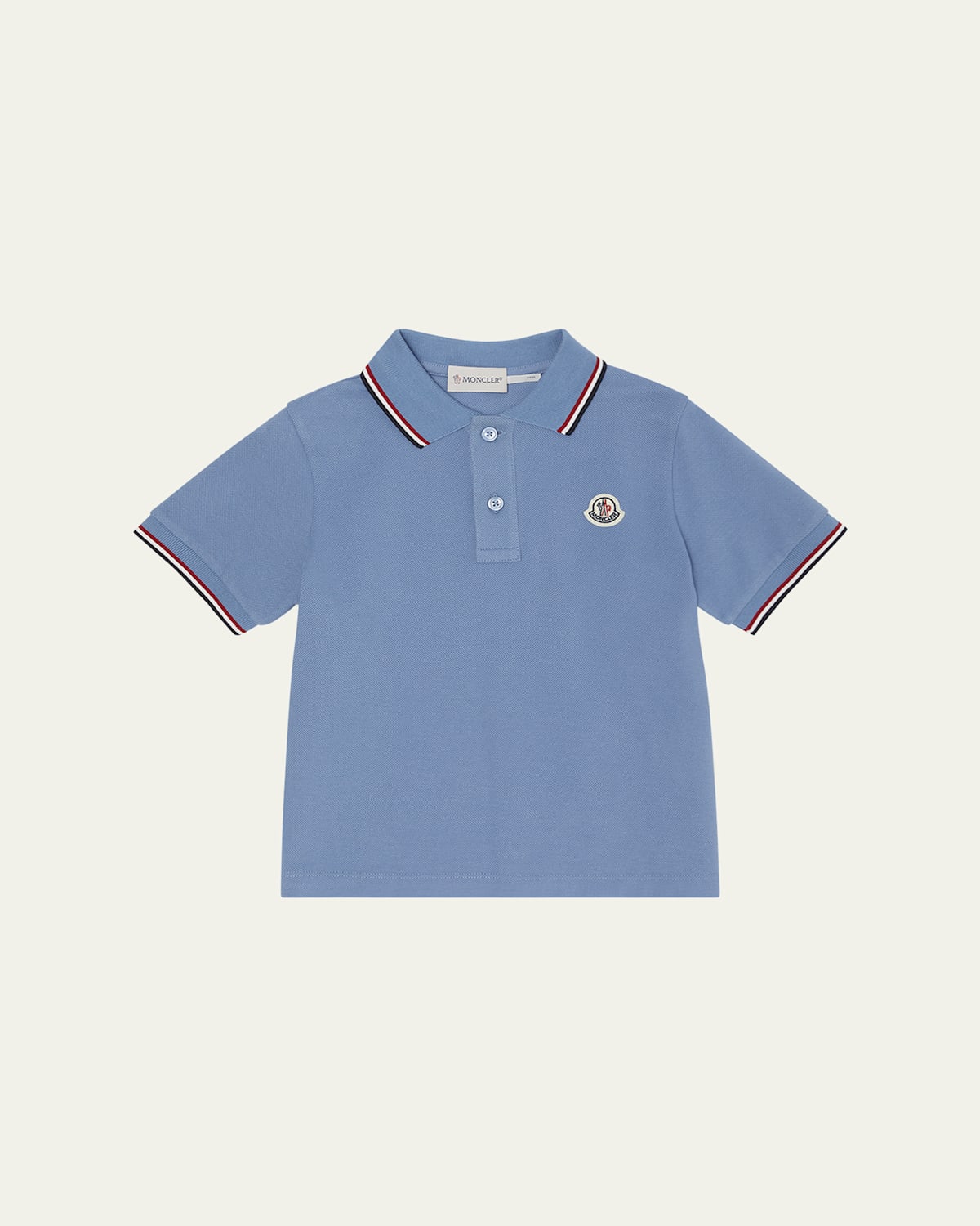Moncler Kids' Boy's Logo Appliqué Short-sleeve Polo Shirt In Blue