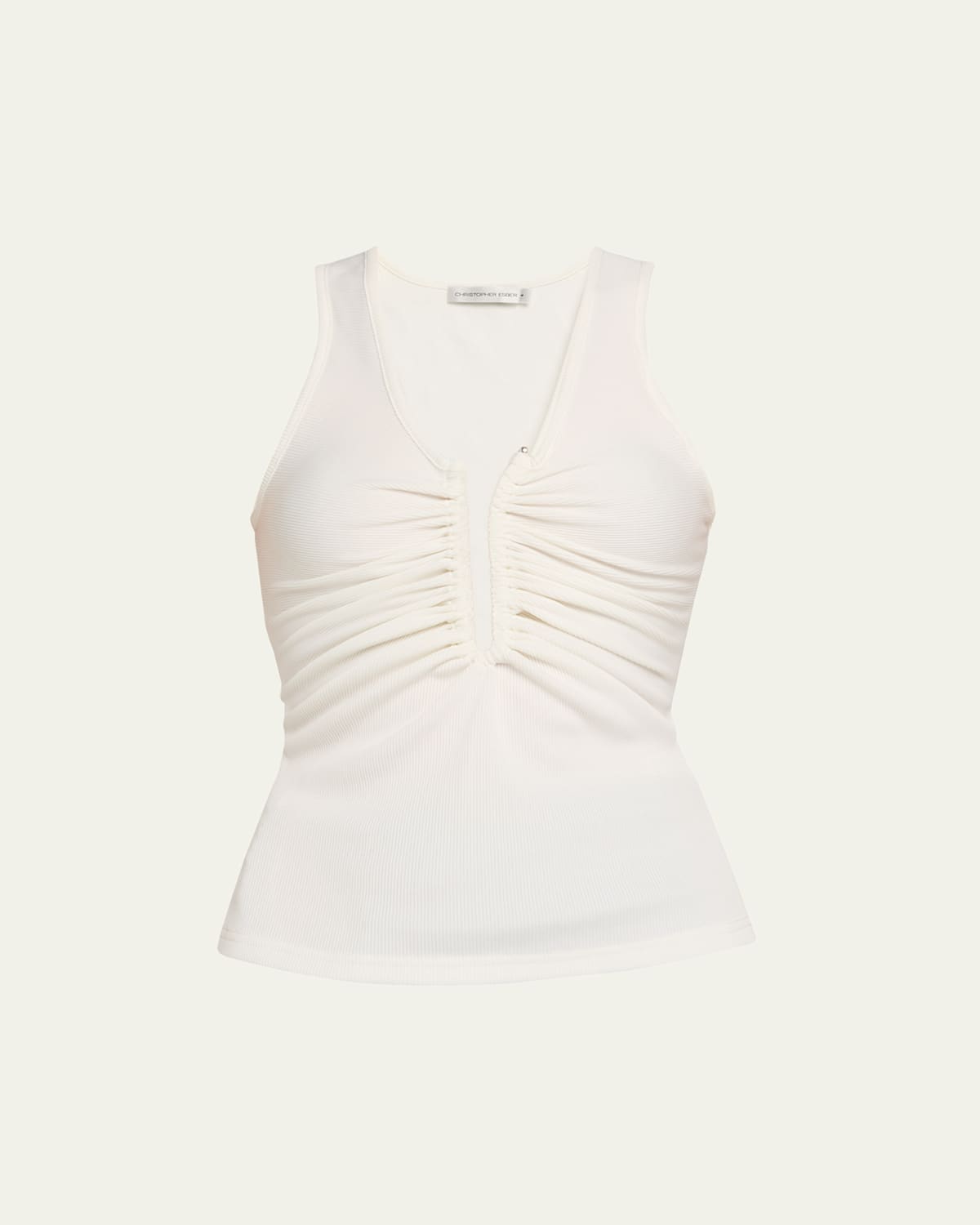 Christopher Esber Crystal Pin Rib Tank Top In White