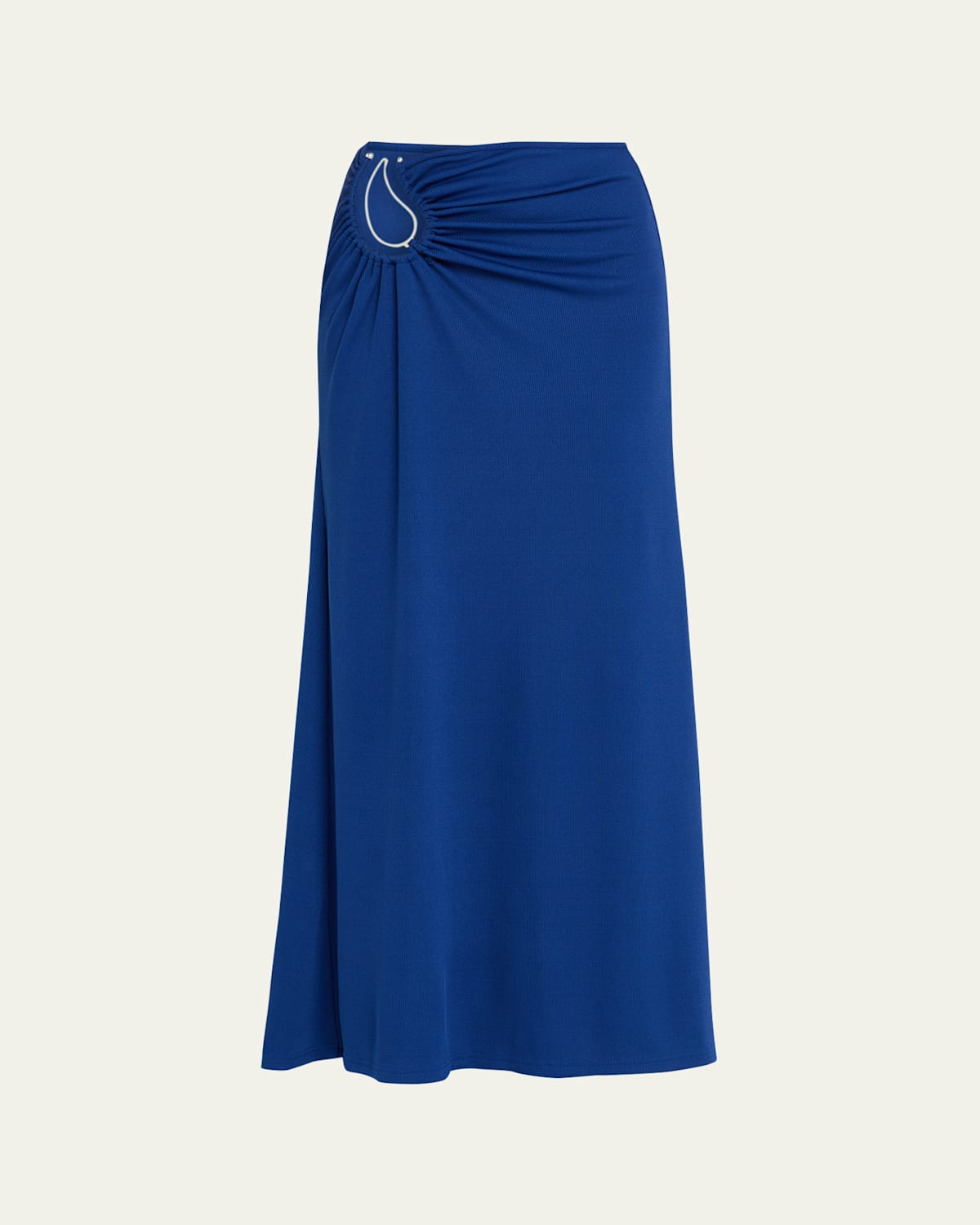 Christopher Esber Paisley Ruched Maxi Skirt In Blue