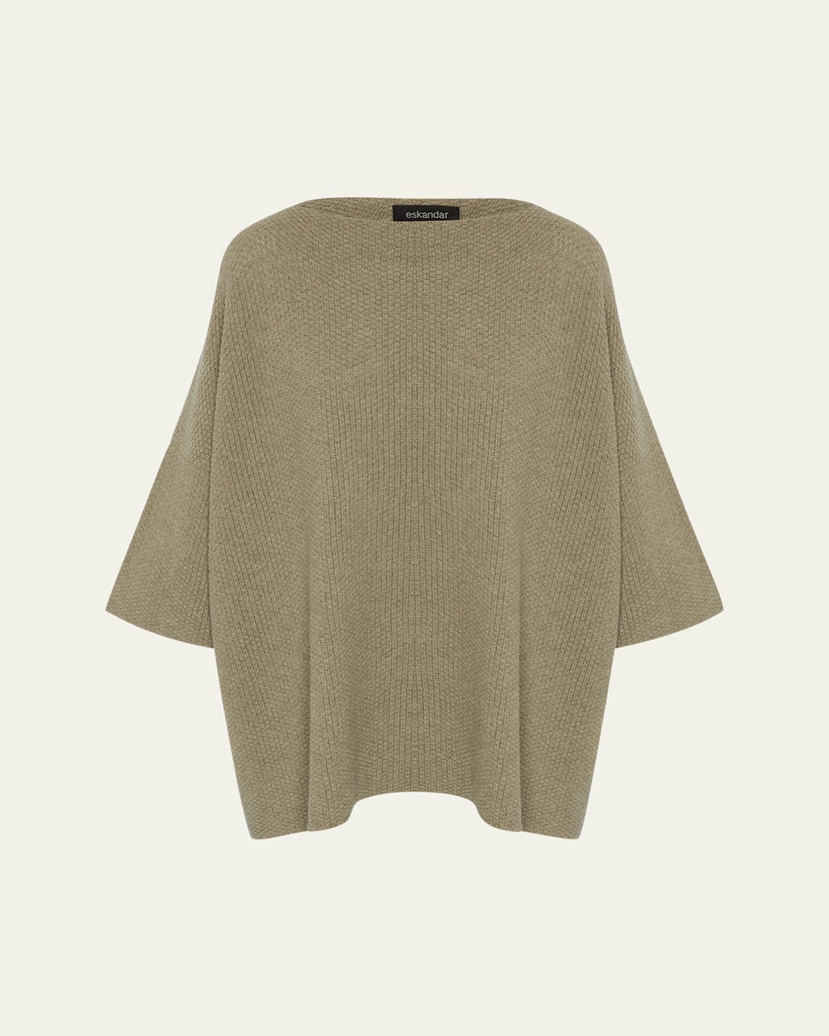 Eskandar Square 3/4-sleeve Top (long Length) In Gray