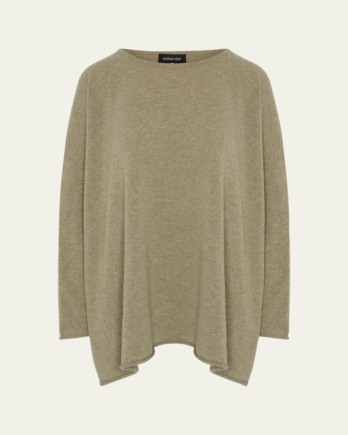 A-Line Bateau-Neck Cashmere Sweater (Long Length)