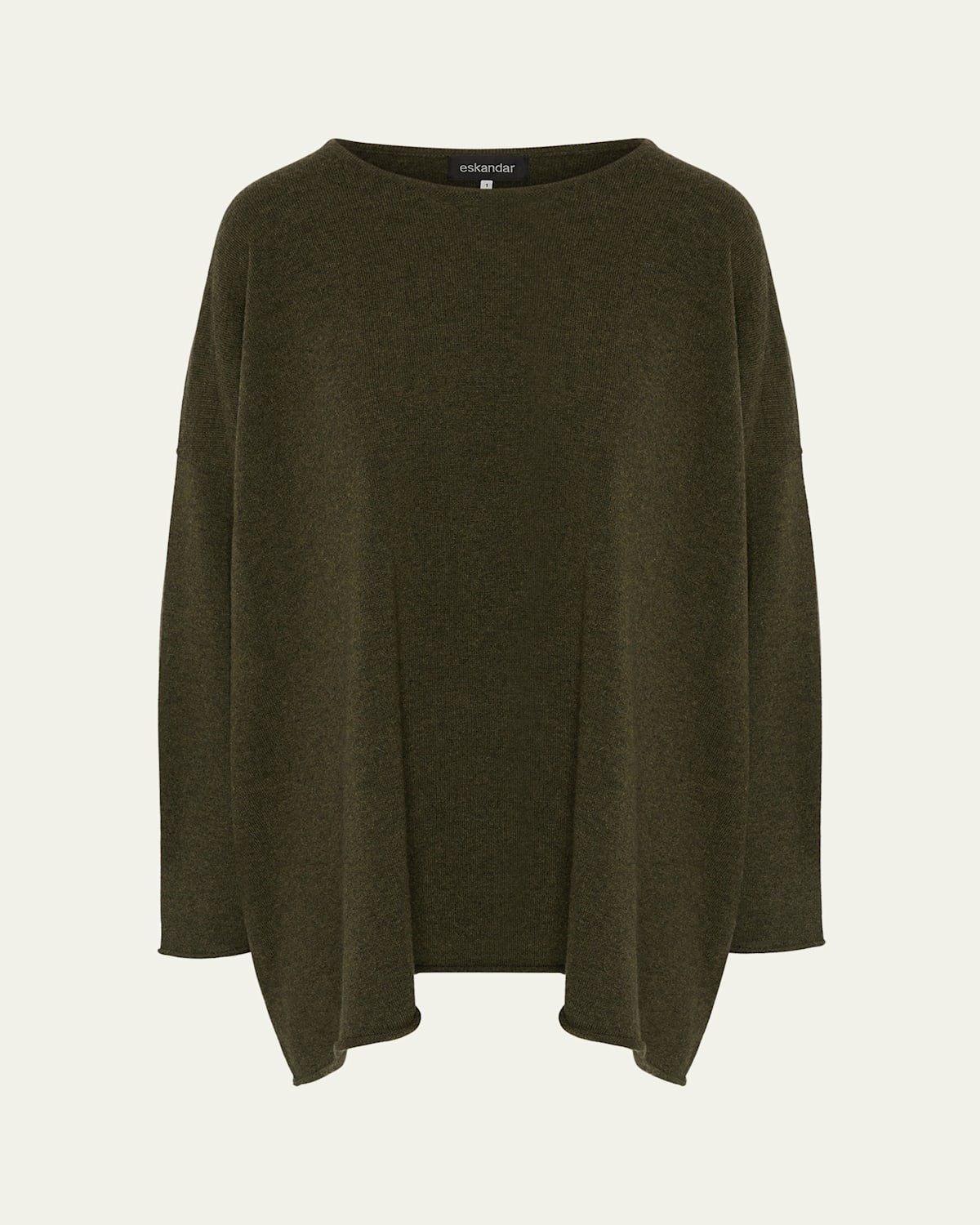 Eskandar A-line Bateau-neck Cashmere Sweater (long Length) In Green