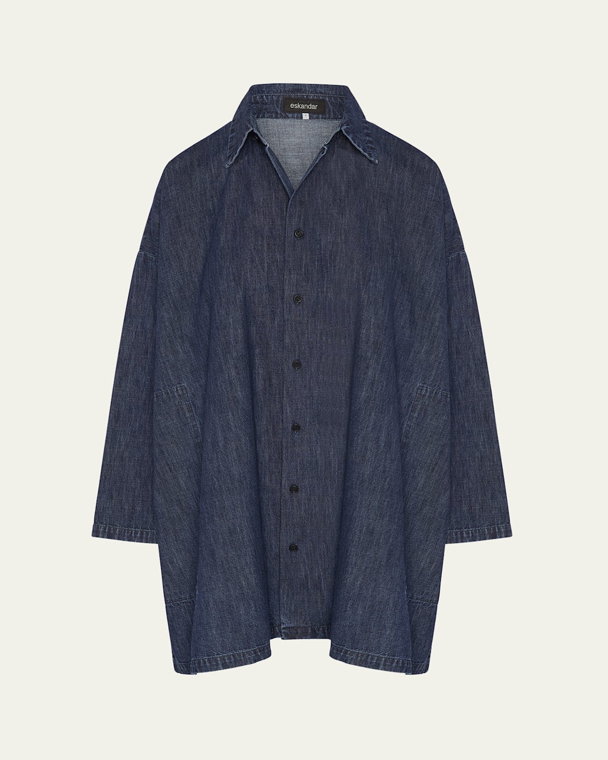 Eskandar Wide A-line Back-pleat Shirt With Collar (long Plus Length)