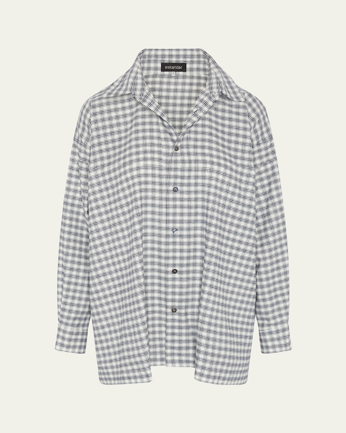 Eskandar Slim A-line Shirt With Collar And Stepped Insert (long Length)