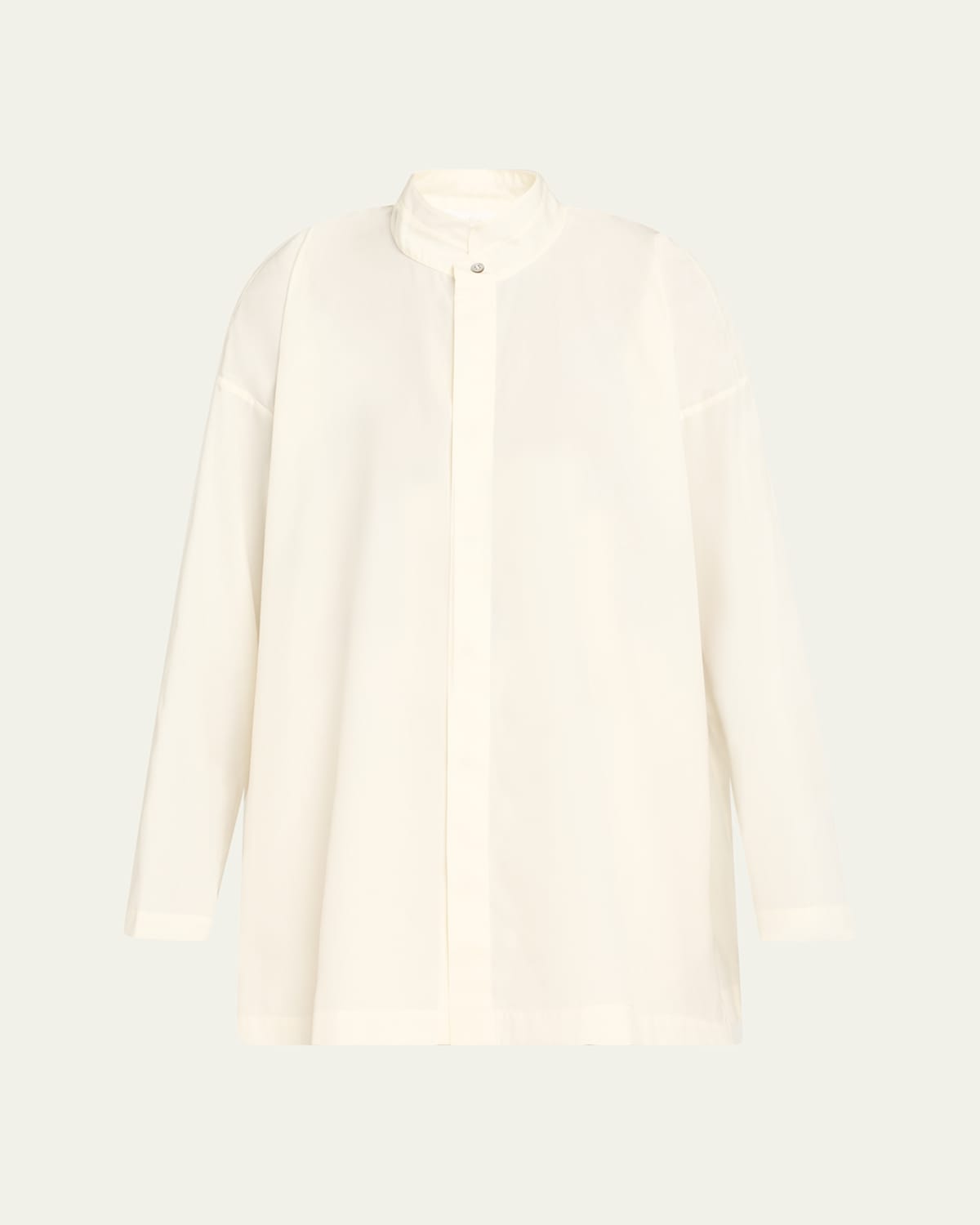Eskandar Slim Aline Double Stand Collar Shirt With Stepped Insert Long