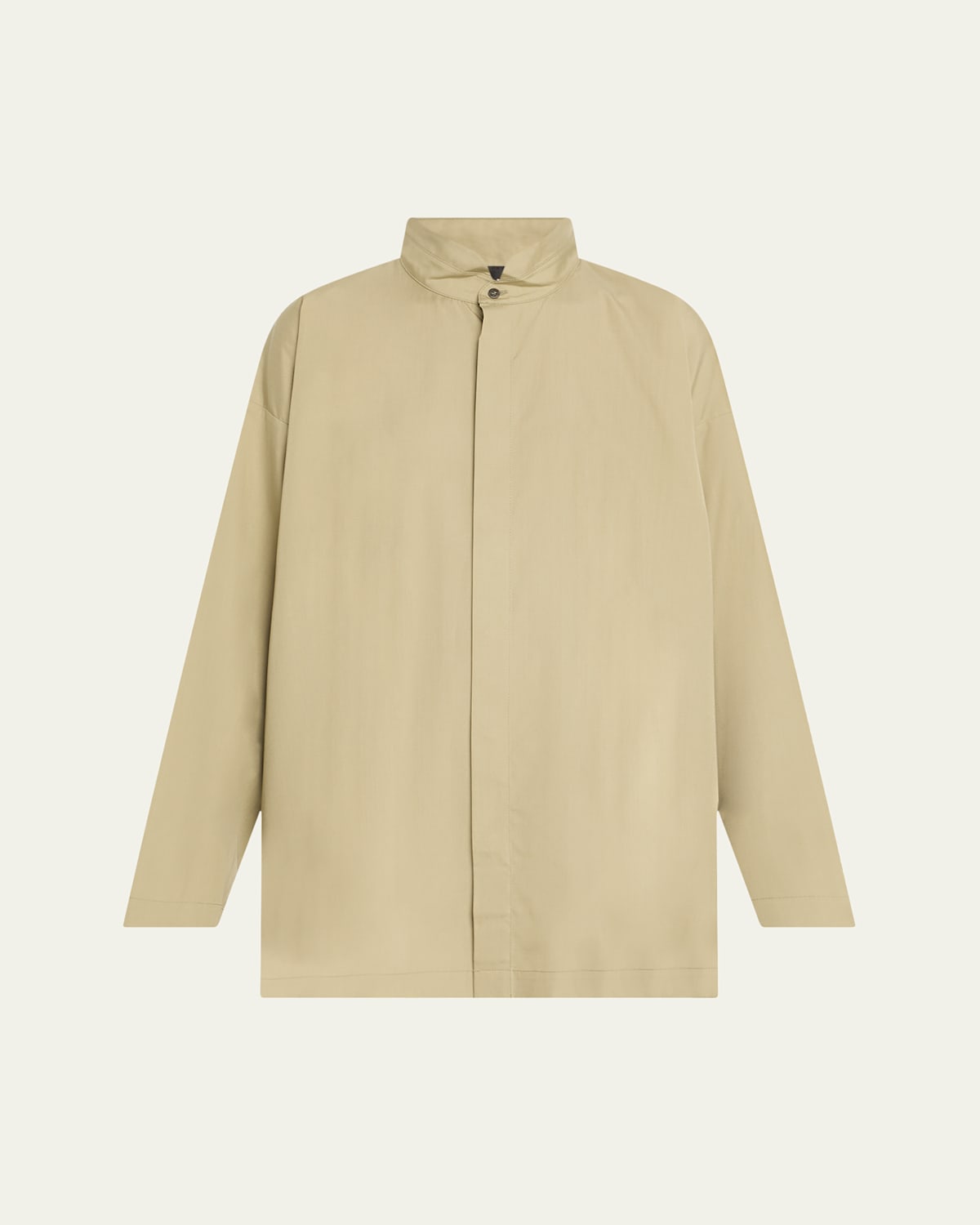 Eskandar Slim Aline Double Stand Collar Shirt With Stepped Insert Long
