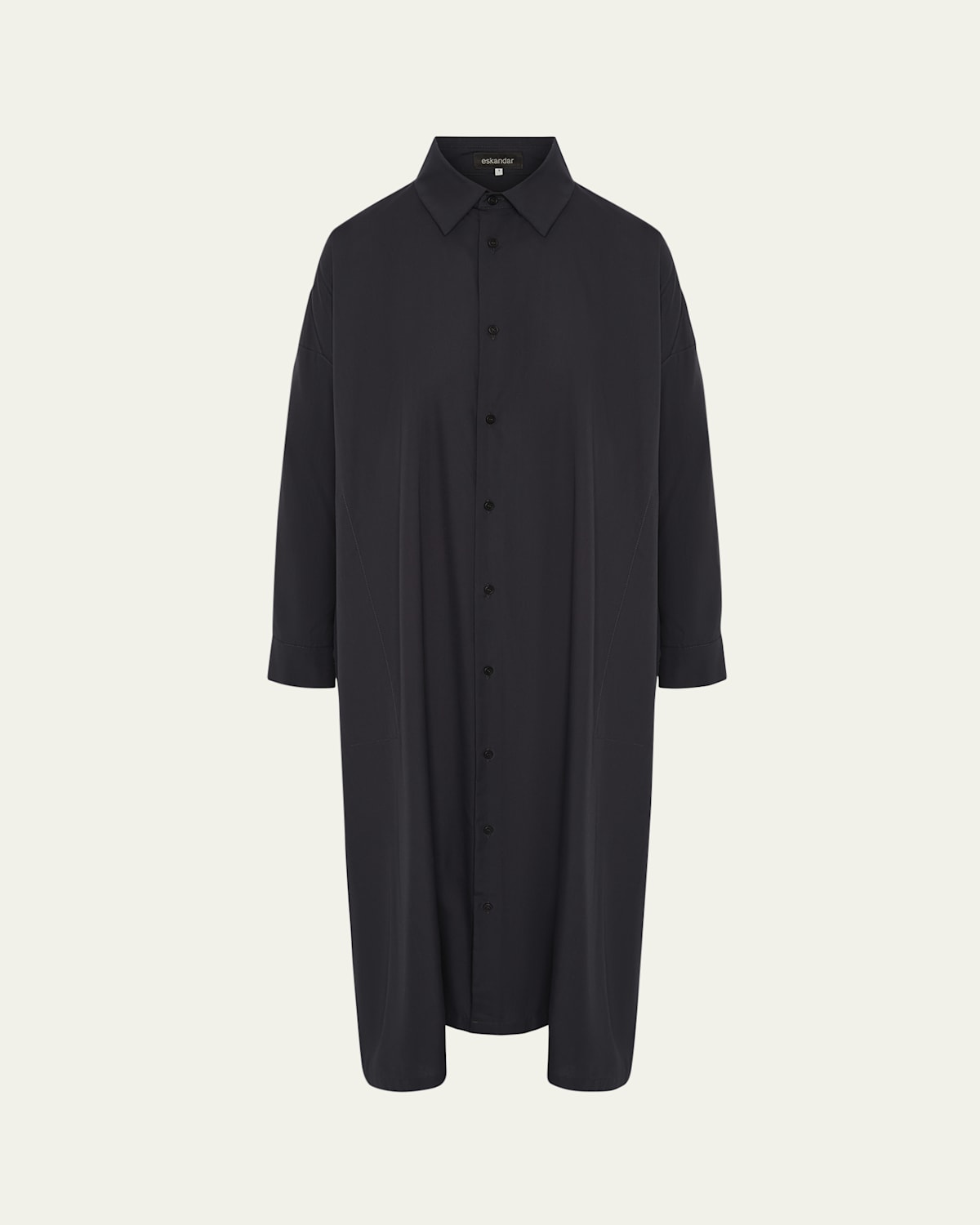 Eskandar Wide A-line Midi Shirtdress With Collar In Blue