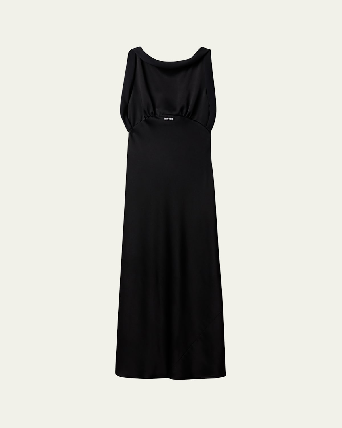 Miu Miu Envers Satin Sleeveless Ankle-length Dress In Black