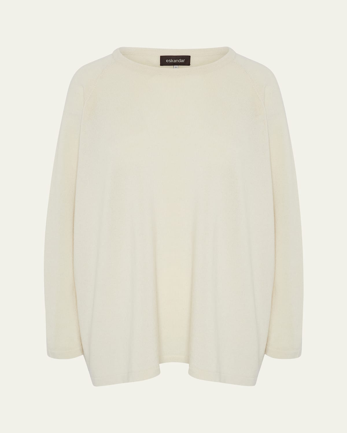 Eskandar Raglan-sleeve Round Neck Sweater (long Length) In White