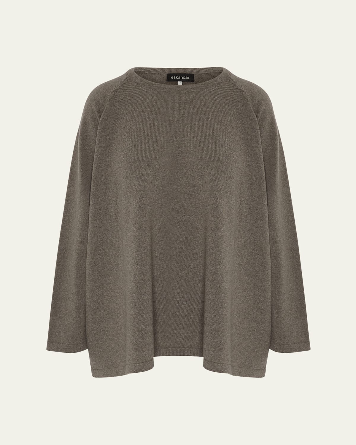Eskandar Raglan-sleeve Round Neck Sweater (long Length) In Brown