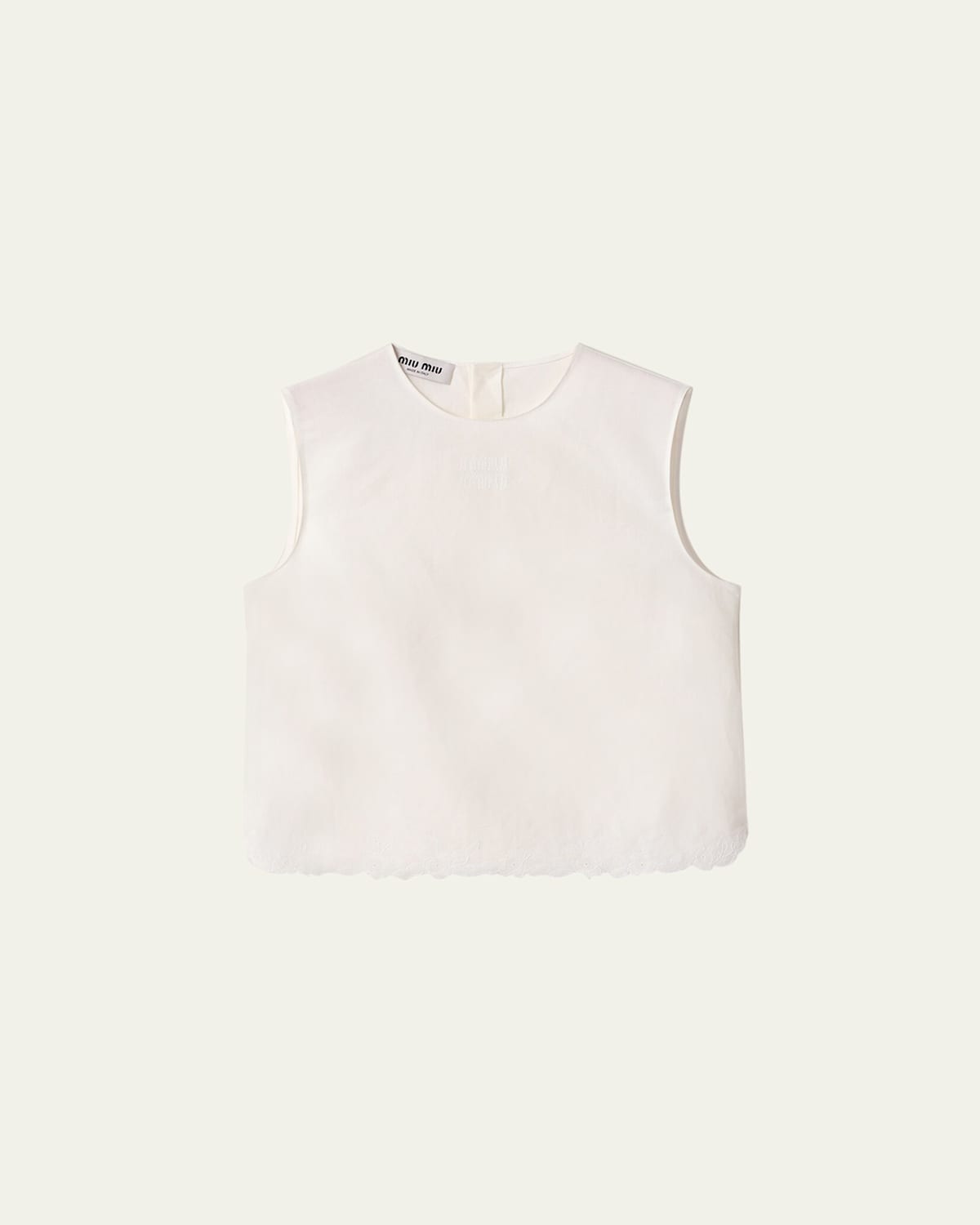 Miu Miu Flower Embroidered Canvas Tank Top In White