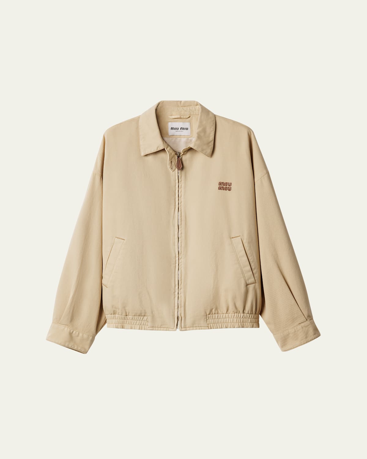 Miu Miu Light Denim Zip Shirt Jacket In Gray