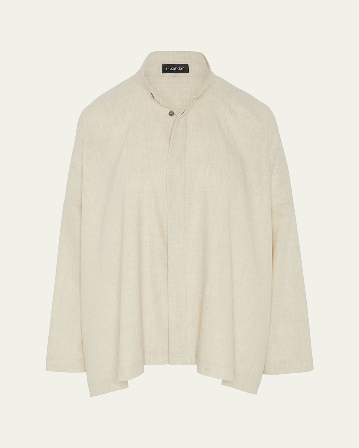 Eskandar Wide Longer-back Shirt With Double Stand Collar (mid Plus Length)