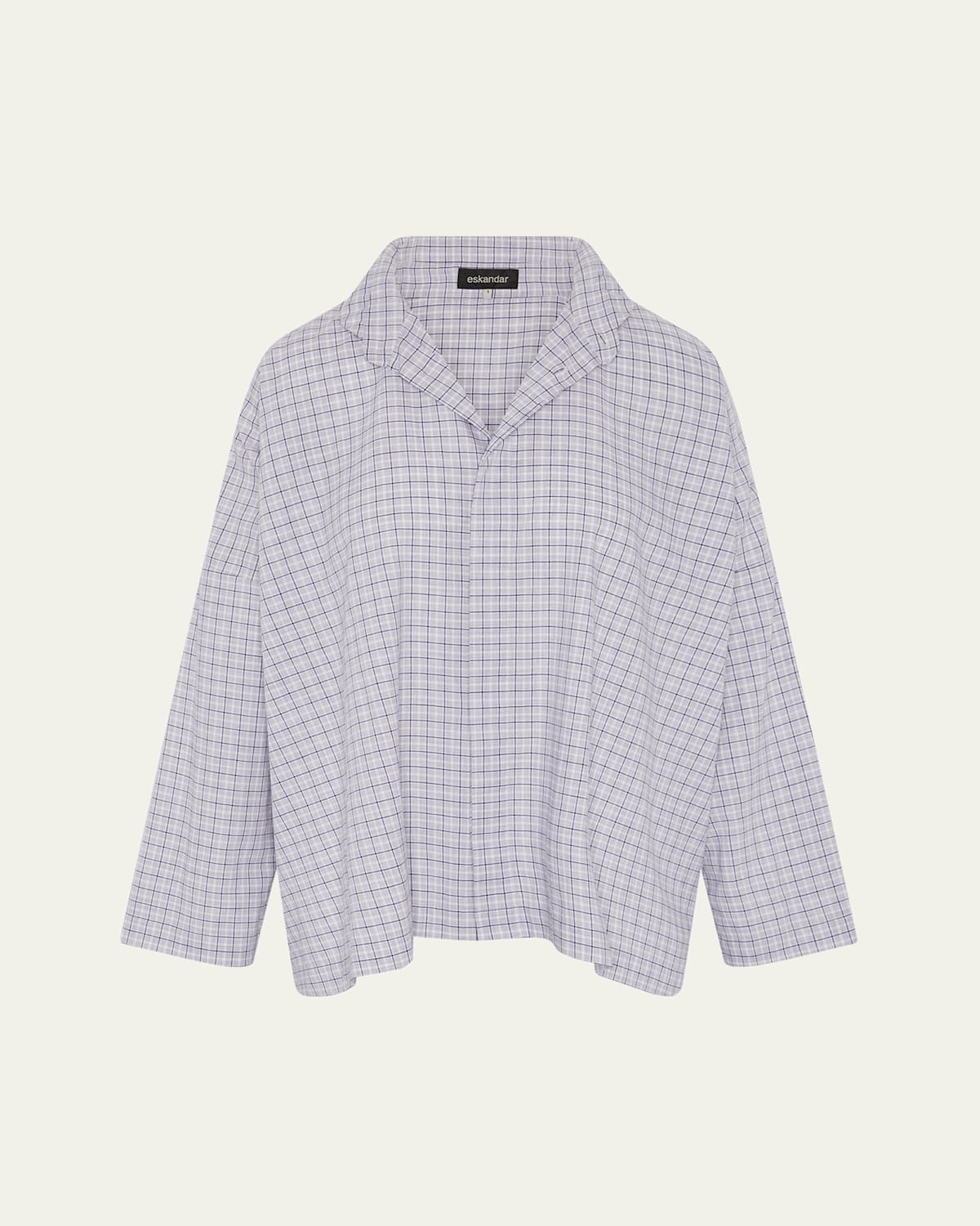 Wide Longer-Back Double Stand Collar Shirt (Mid Plus Length)