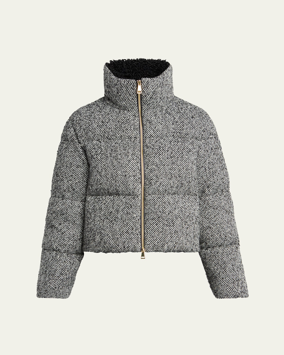 Moncler Brezesse Wool-blend Short Down Jacket In Gray
