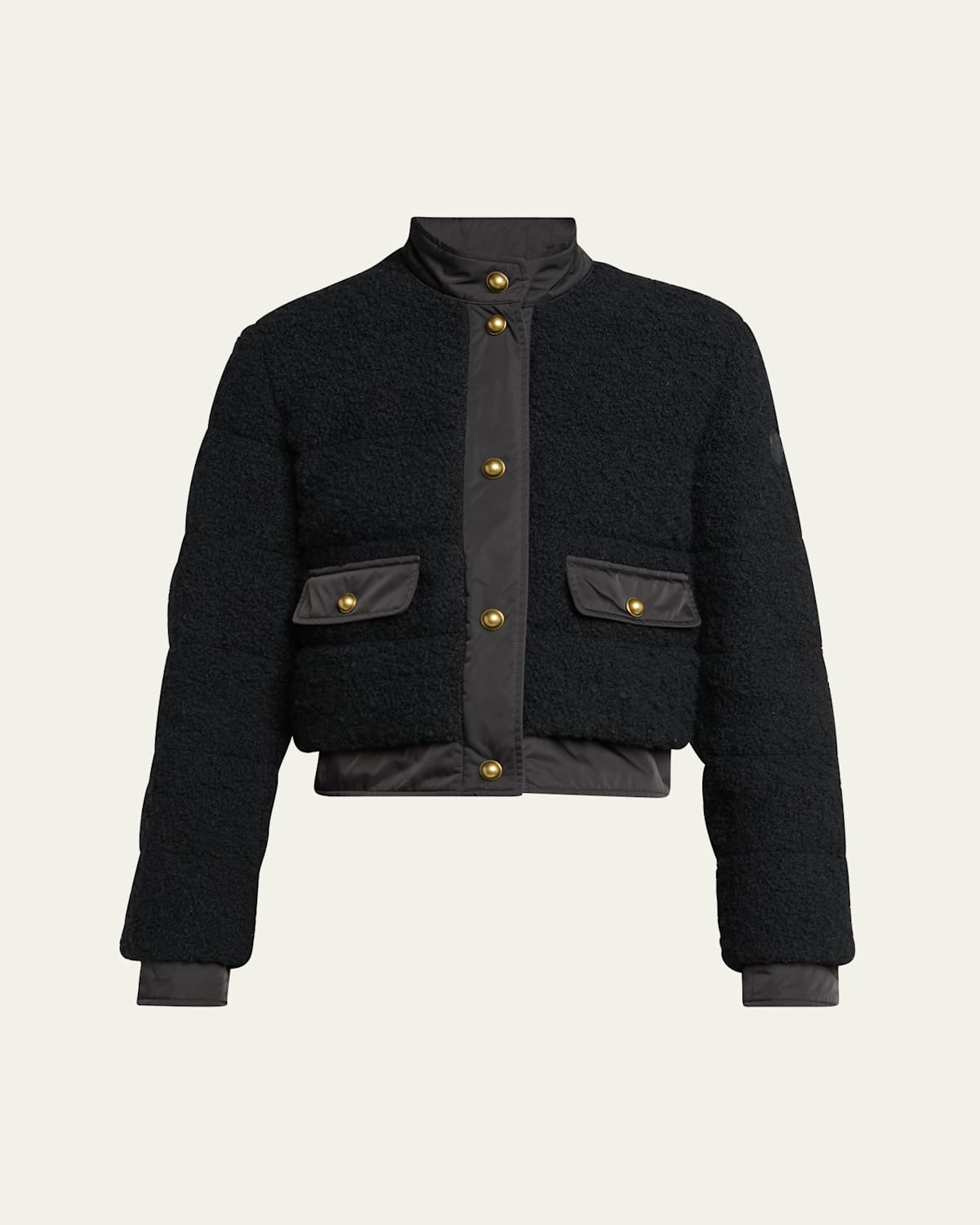 Moncler Blandy Tweed Short Down Jacket In Black
