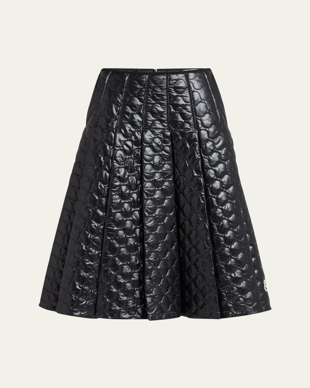 Moncler Gonna Quilted Pleated Shell Midi Skirt In Black