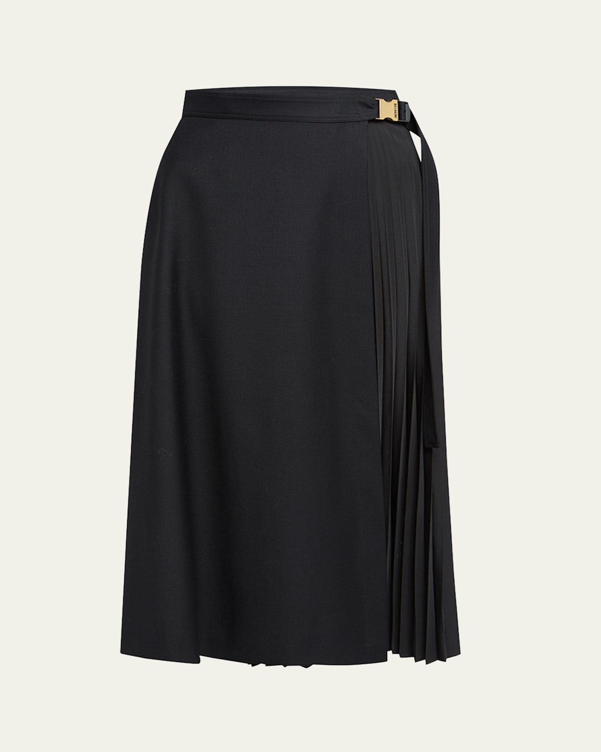 Moncler Pleated Midi Wrap Skirt In Black